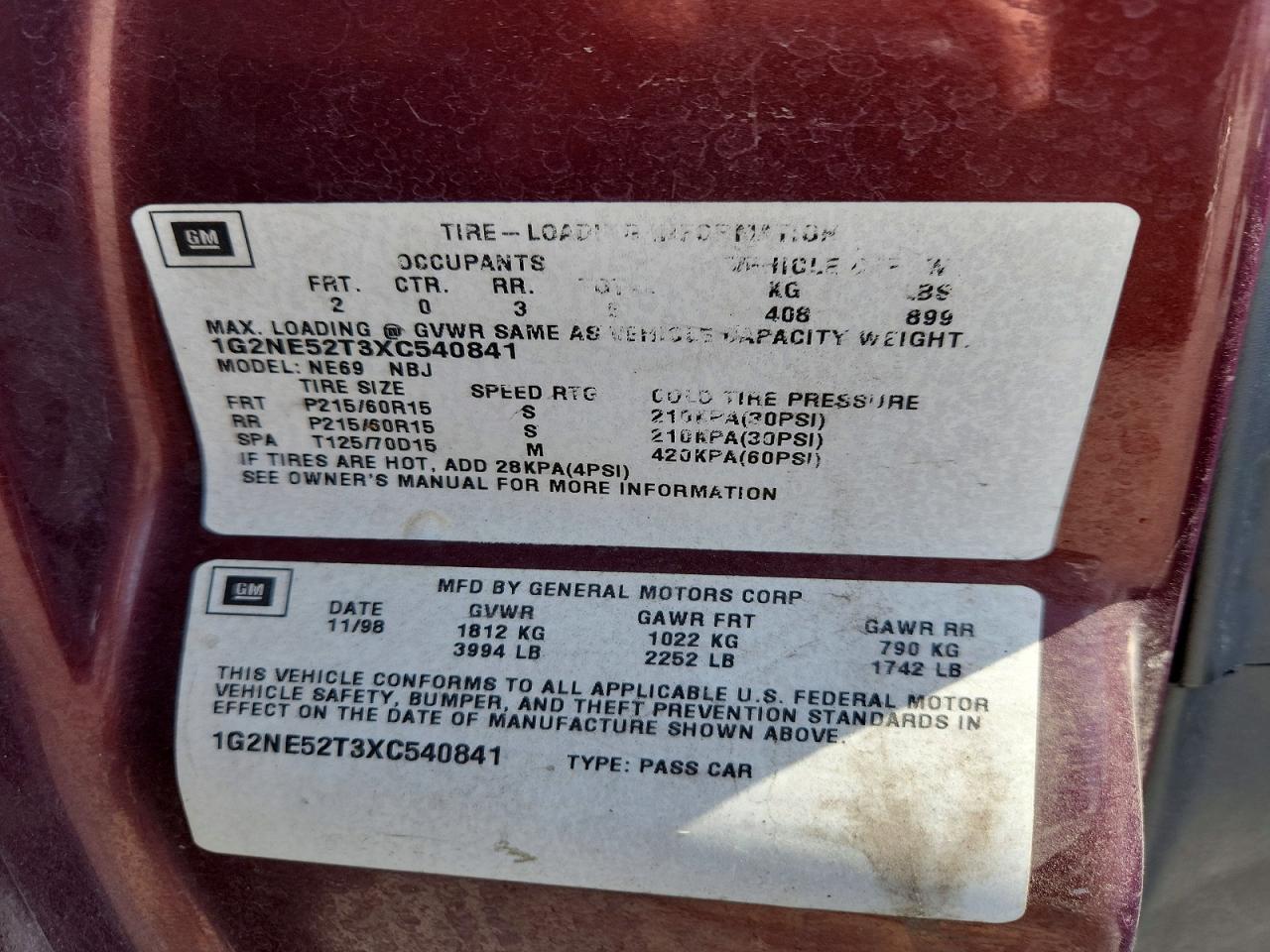 1999 Pontiac Grand Am Se Orange vin: 1G2NE52T3XC540841