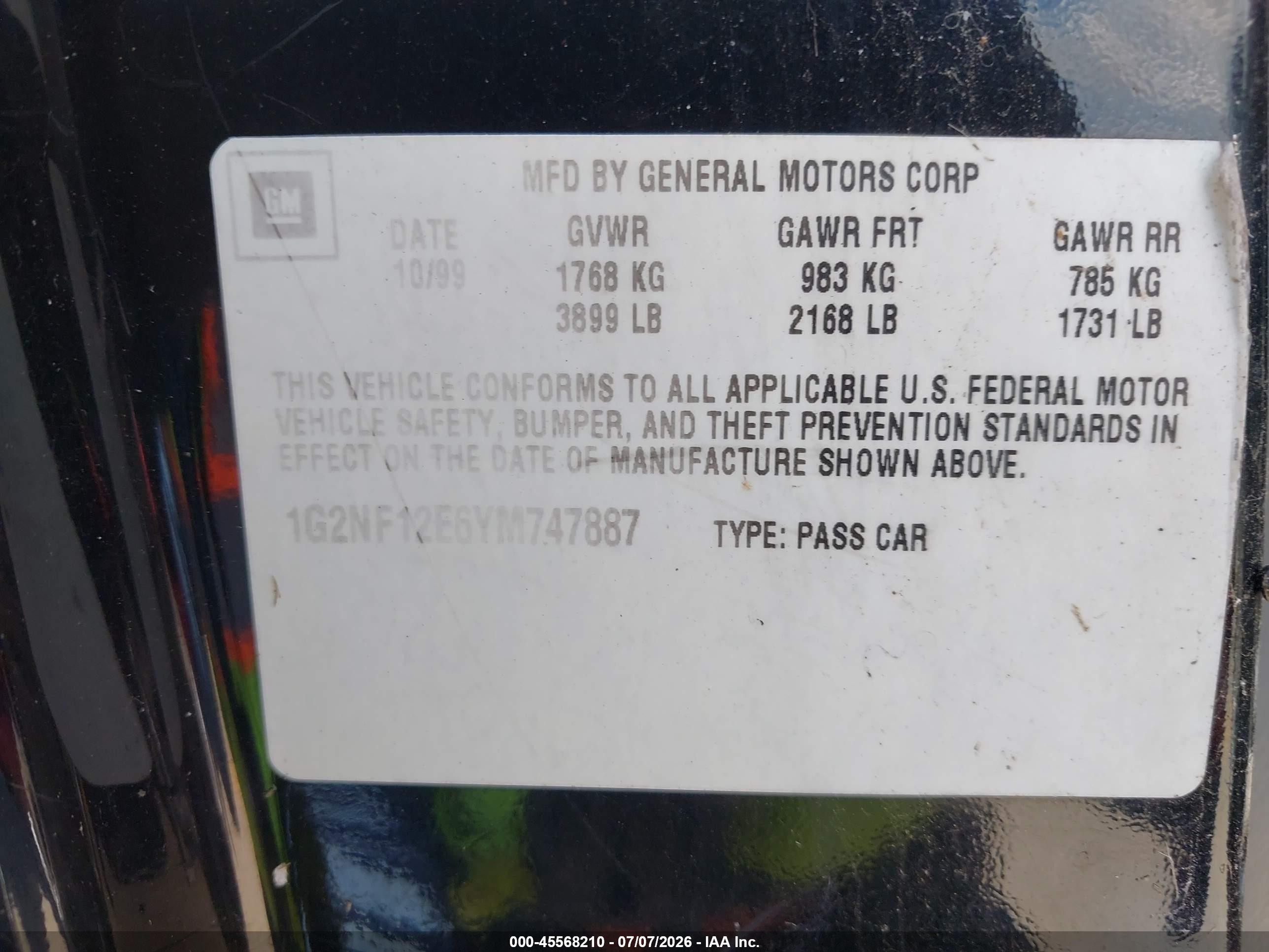 2000 Pontiac Grand Am Se1 Black vin: 1G2NF12E6YM747887
