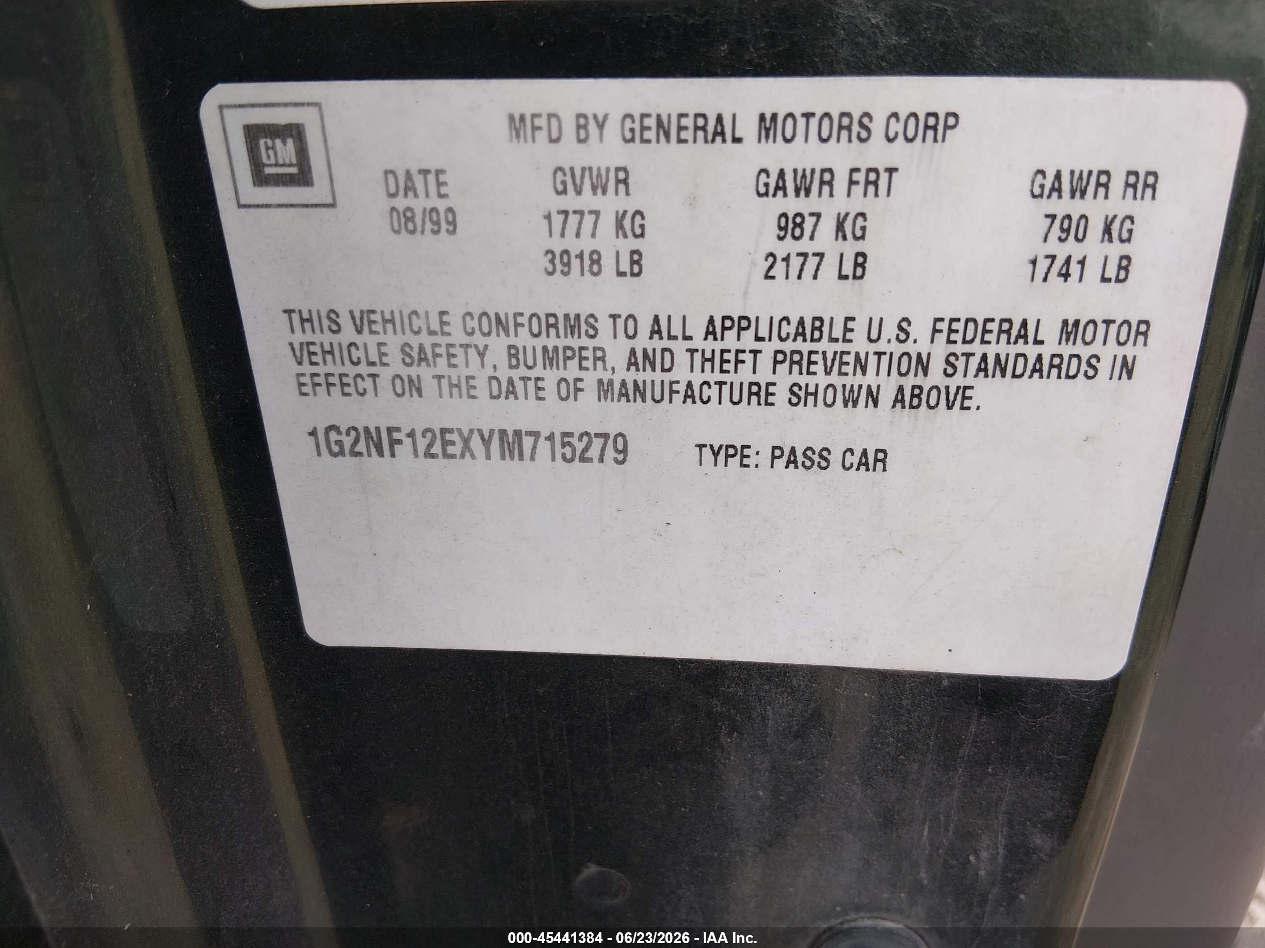 2000 Pontiac Grand Am Se1 Green vin: 1G2NF12EXYM715279