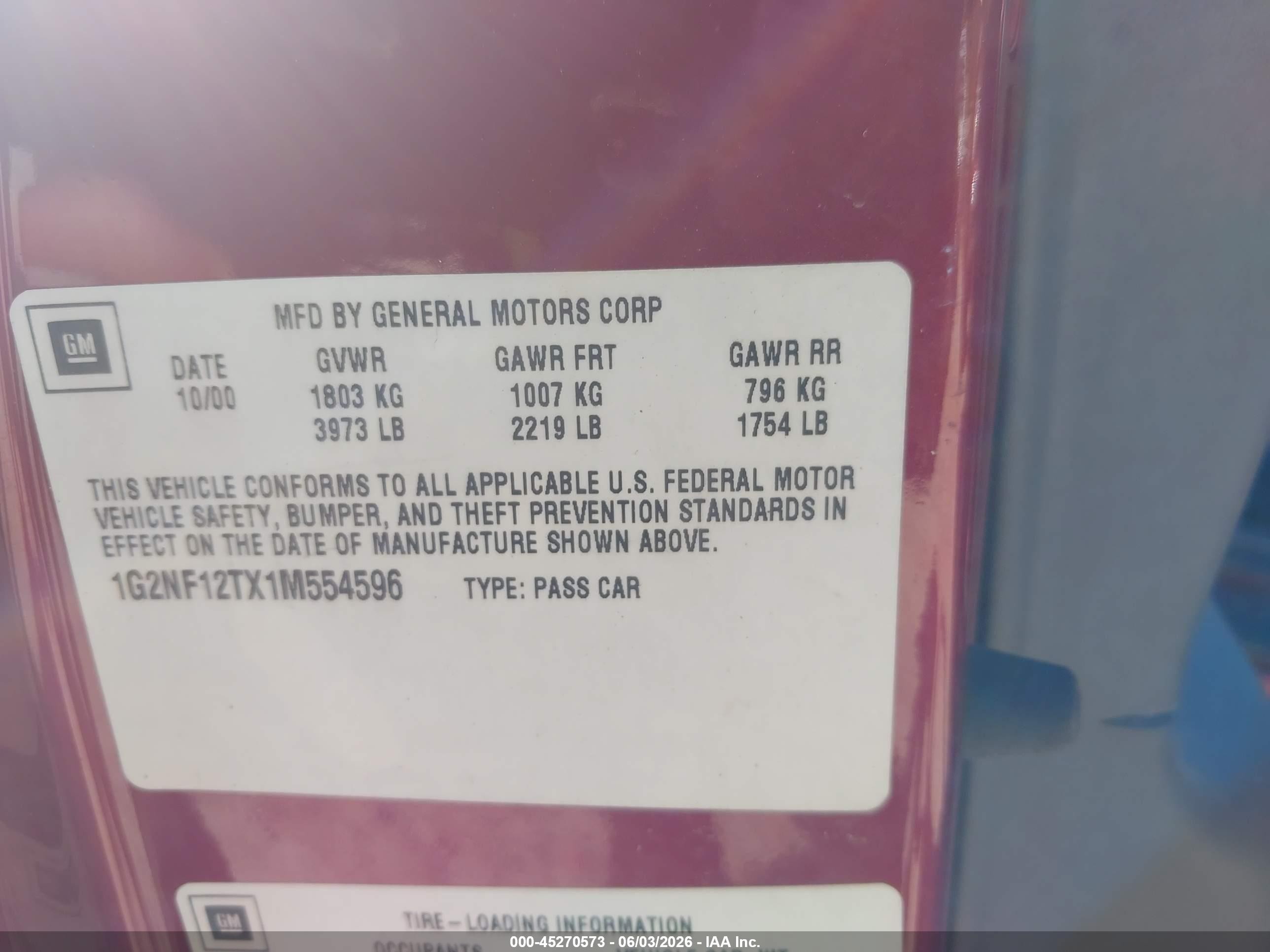 2001 Pontiac Grand Am Se1 Maroon vin: 1G2NF12TX1M554596