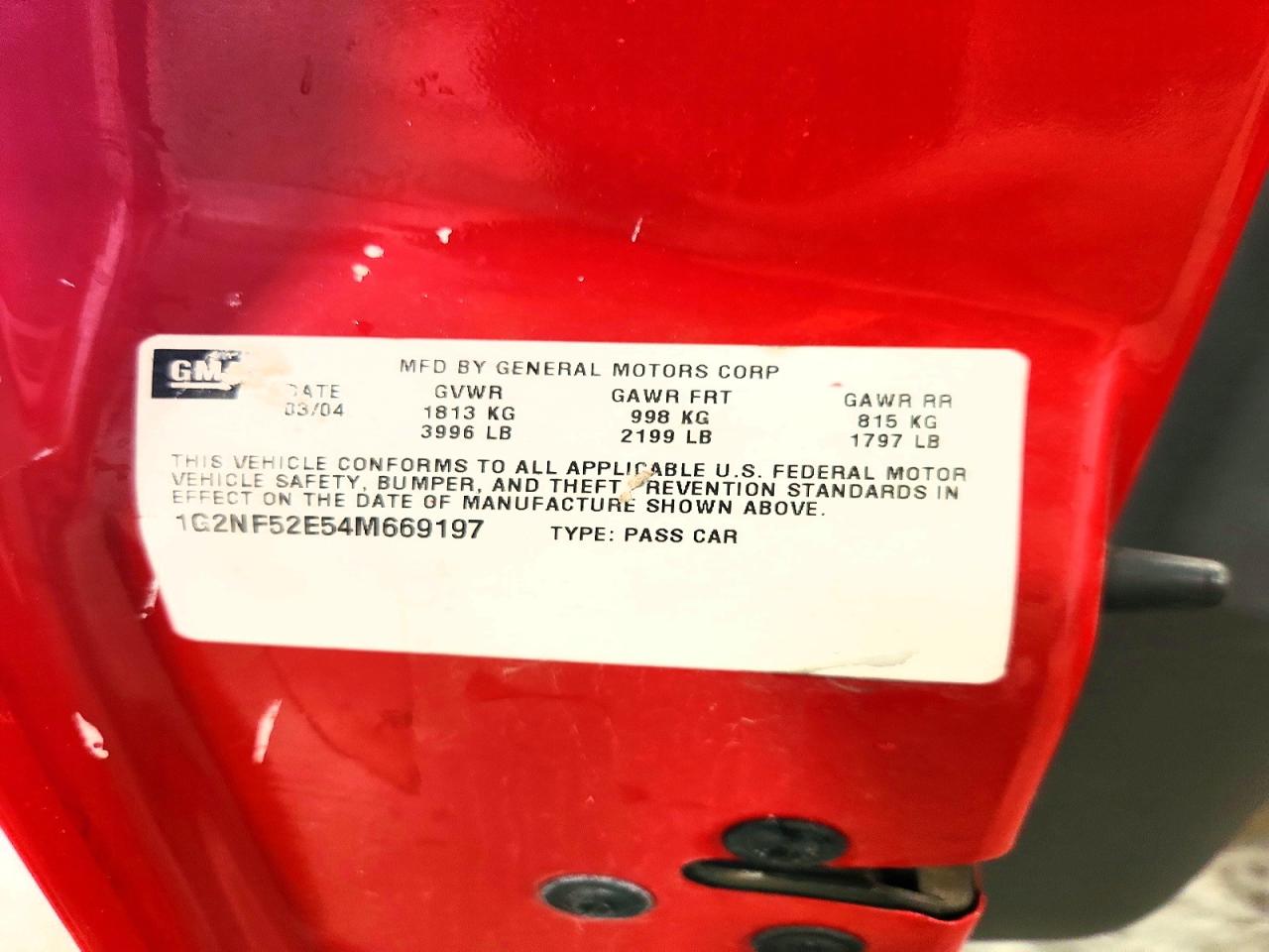 2004 Pontiac Grand Am Se1 Red vin: 1G2NF52E54M669197