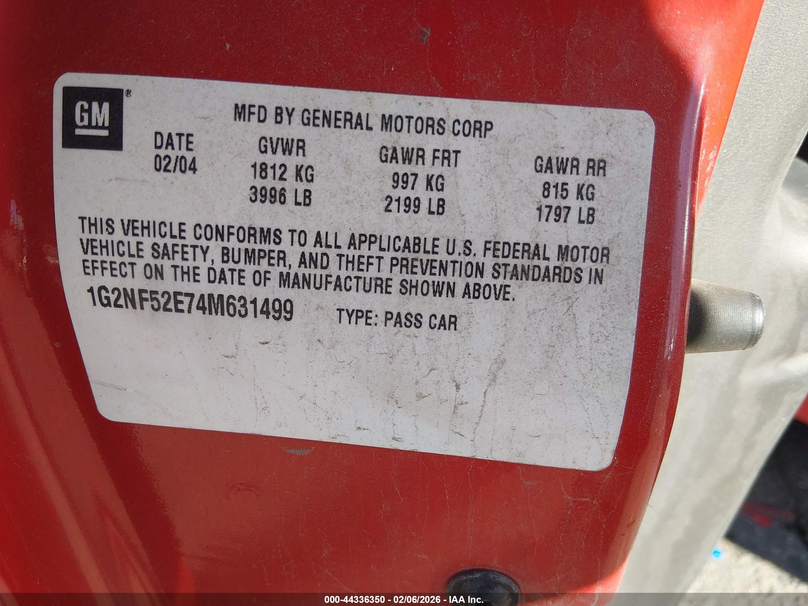 2004 Pontiac Grand Am Se1 Красный vin: 1G2NF52E74M631499