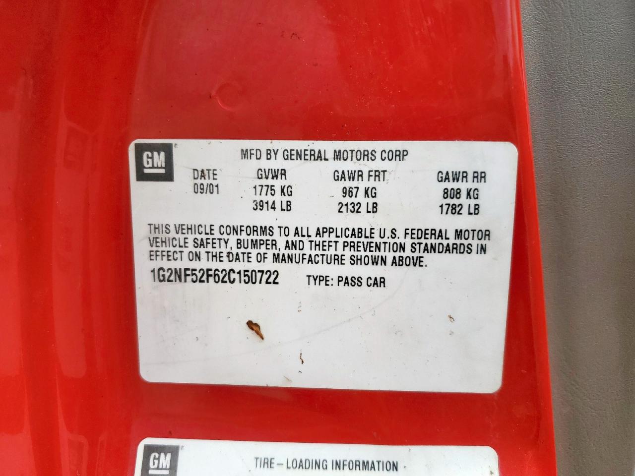 2002 Pontiac Grand Am Se1 Red vin: 1G2NF52F62C150722