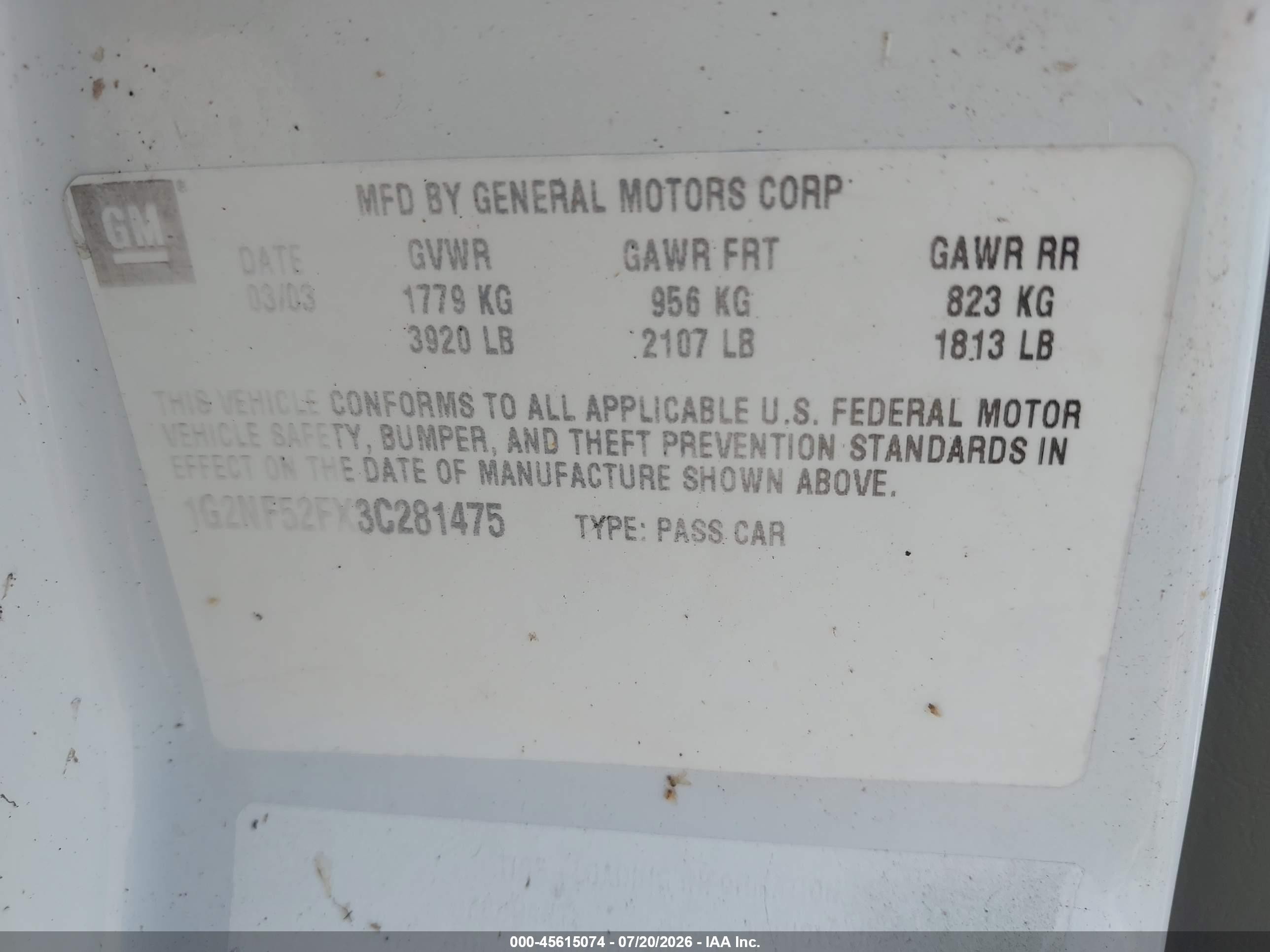 2003 Pontiac Grand Am Se1 White vin: 1G2NF52FX3C281475