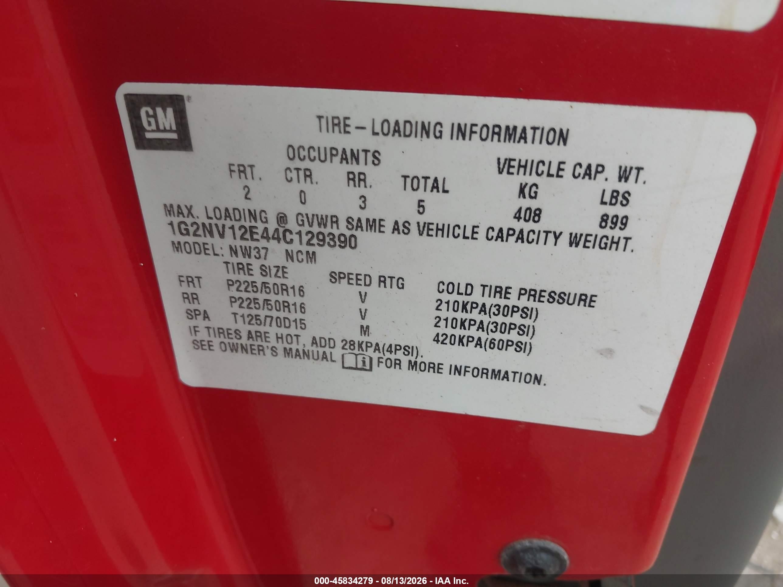 2004 Pontiac Grand Am Gt1 Red vin: 1G2NV12E44C129390