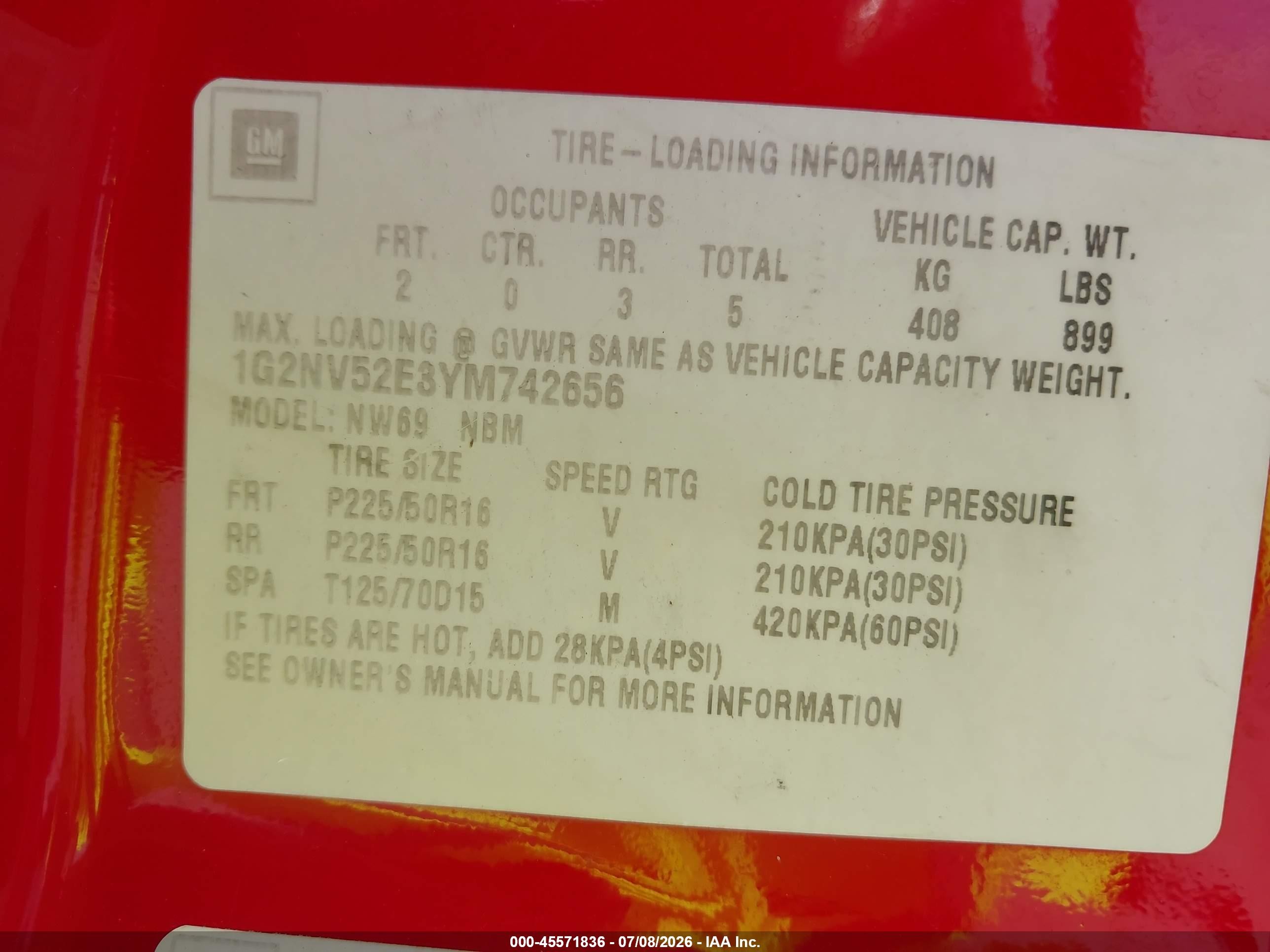 2000 Pontiac Grand Am Gt1 Red vin: 1G2NV52E3YM742656