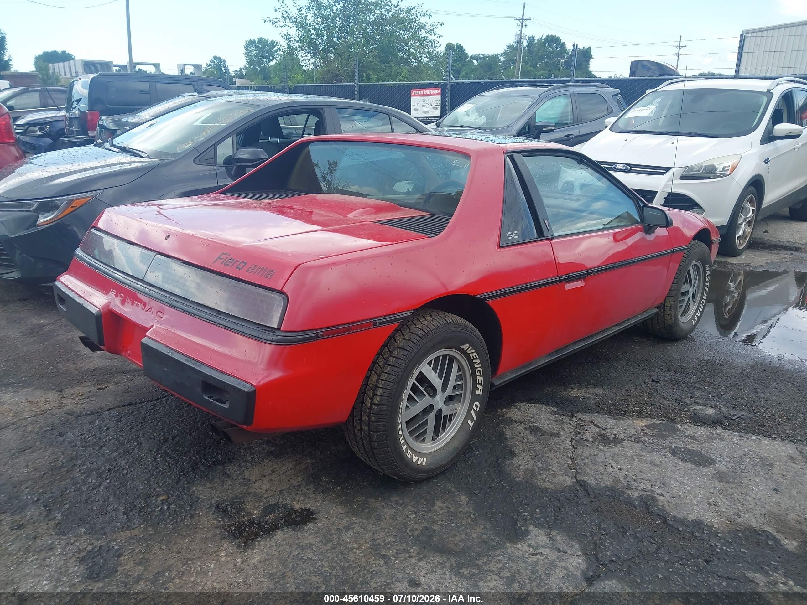 1985 Pontiac Fiero Se Red vin: 1G2PF3797FP254392