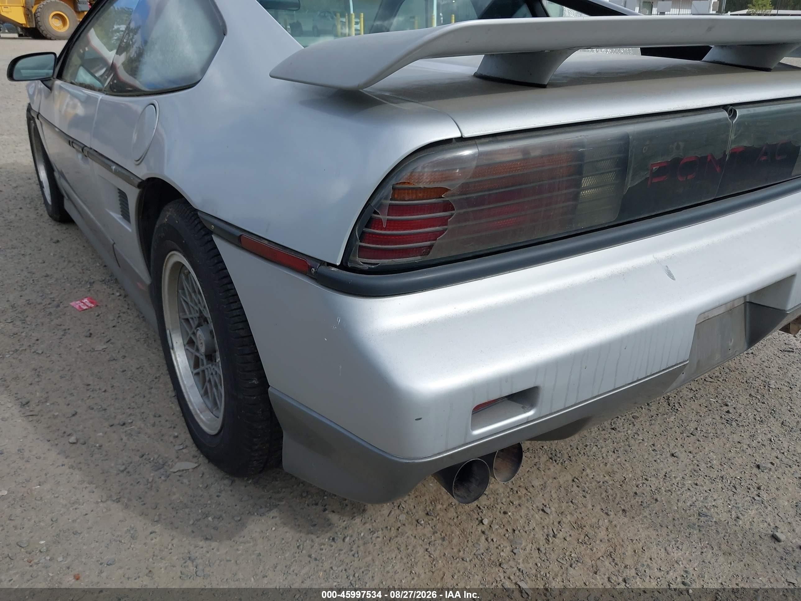 1986 Pontiac Fiero Gt Silver vin: 1G2PG9793GP261230