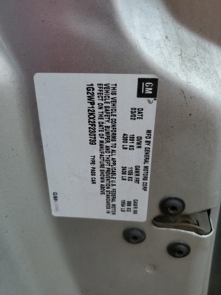 2002 Pontiac Grand Prix Gt Silver vin: 1G2WP12KX2F230739