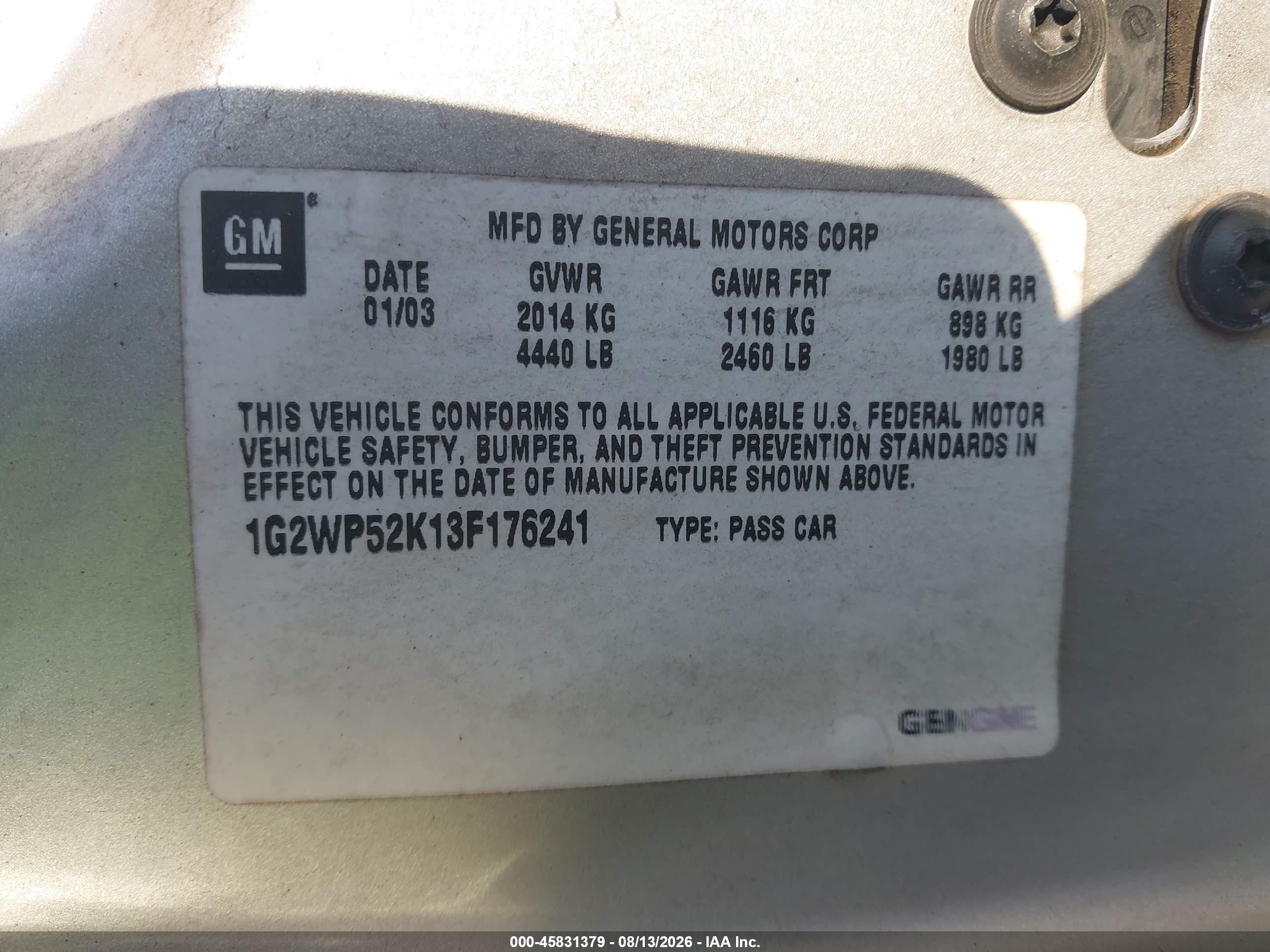 2003 Pontiac Grand Prix Gt Silver vin: 1G2WP52K13F176241