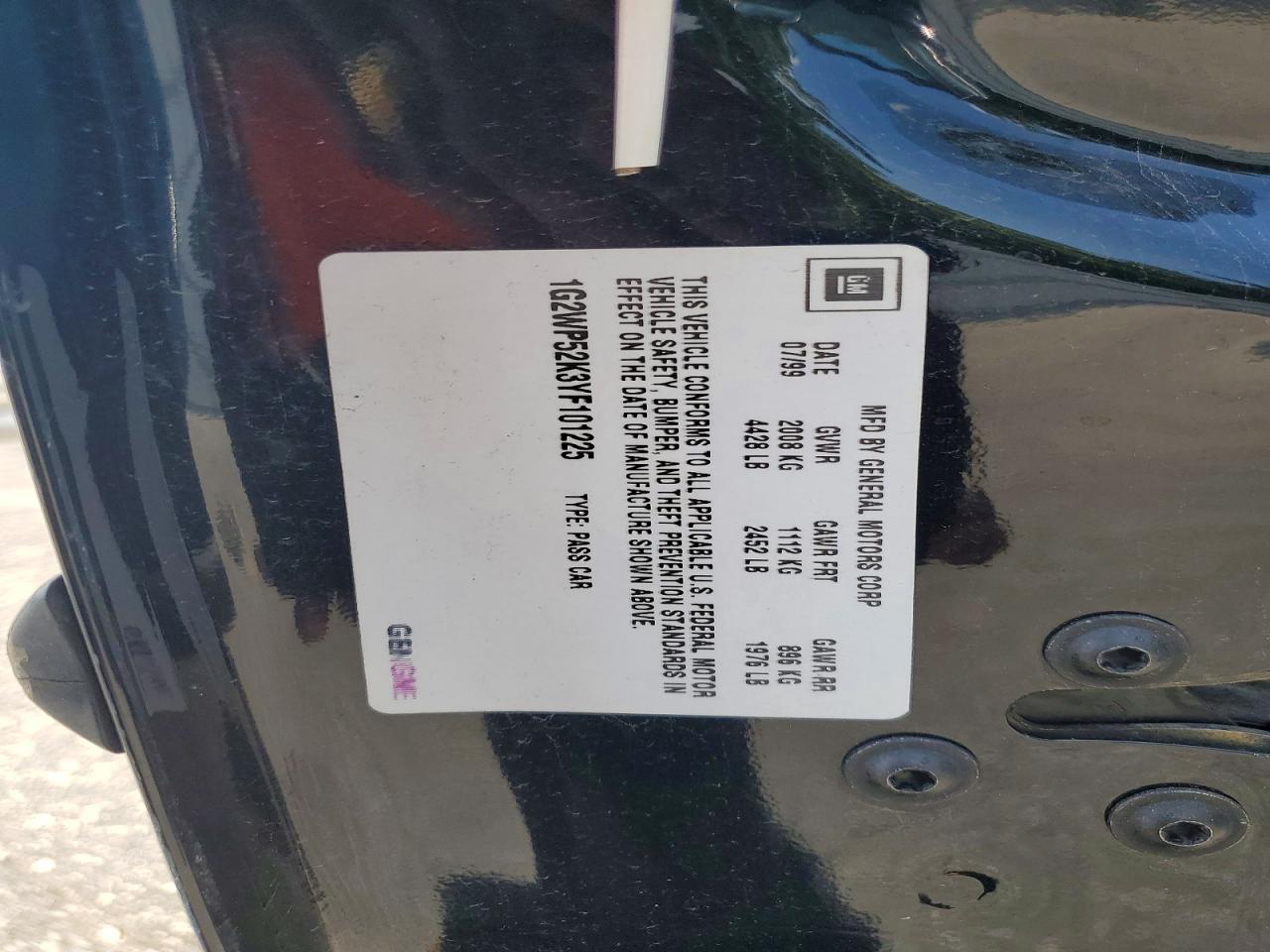 2000 Pontiac Grand Prix Gt Black vin: 1G2WP52K3YF101225