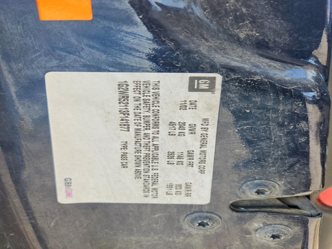 2003 Pontiac Grand Prix Gtp Blue vin: 1G2WR52113F141877