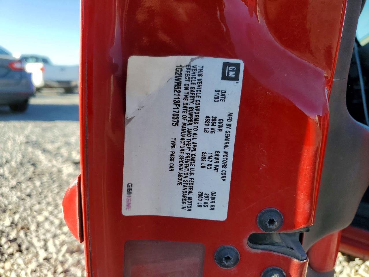 2003 Pontiac Grand Prix Gtp Red vin: 1G2WR52113F170375
