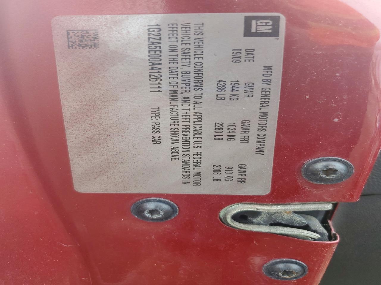 2010 Pontiac G6 Red vin: 1G2ZA5E00A4126111