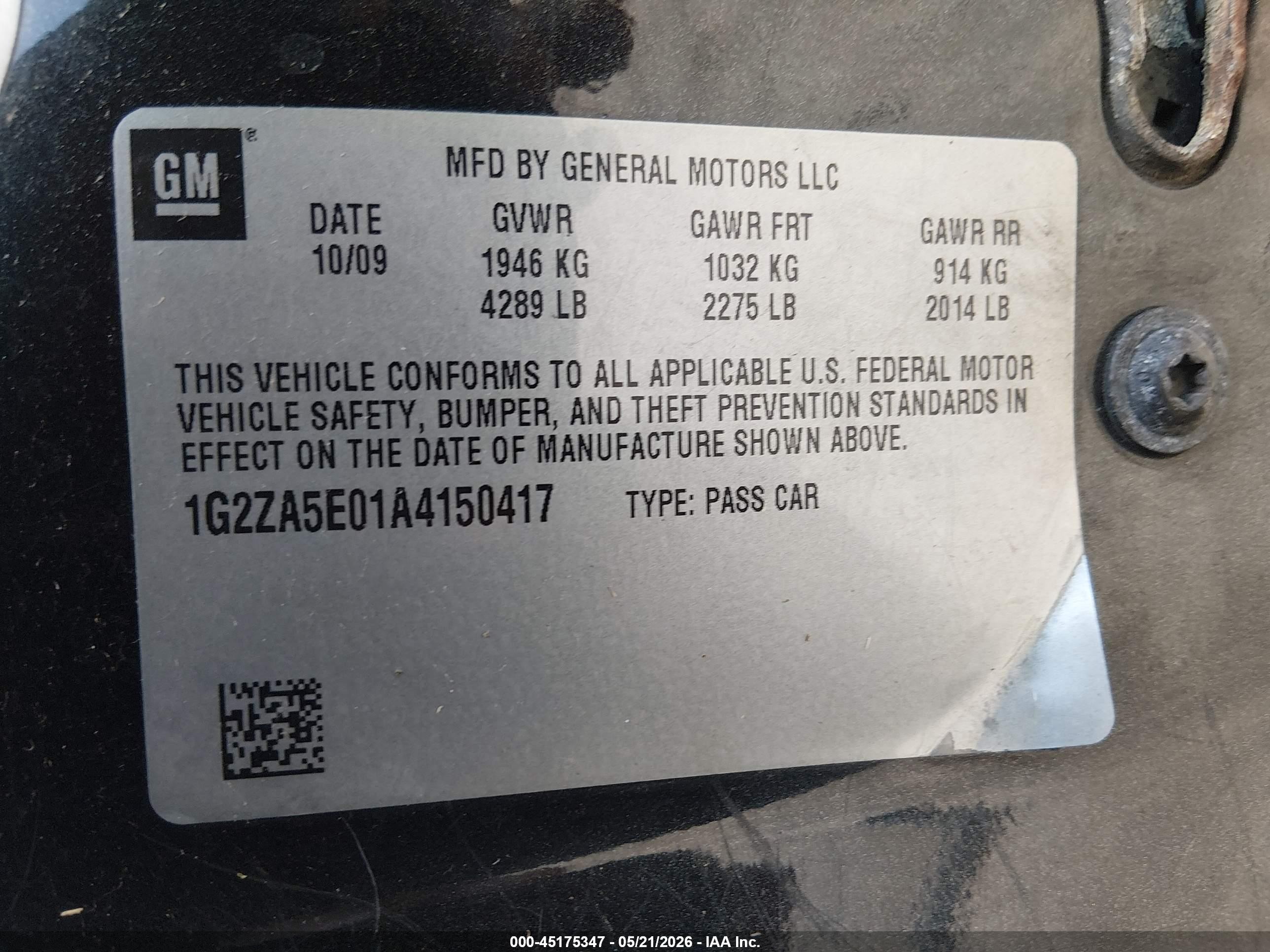 2010 Pontiac G6   Black vin: 1G2ZA5E01A4150417