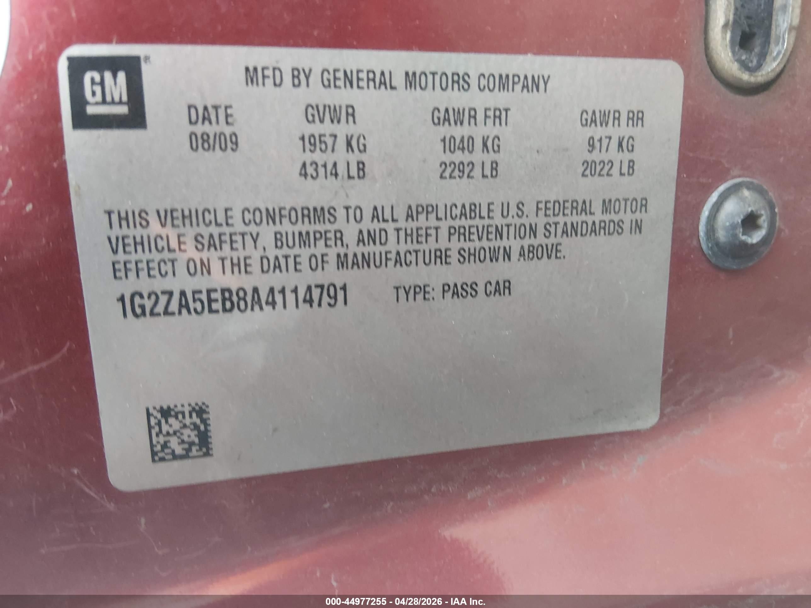 2010 Pontiac G6   Red vin: 1G2ZA5EB8A4114791