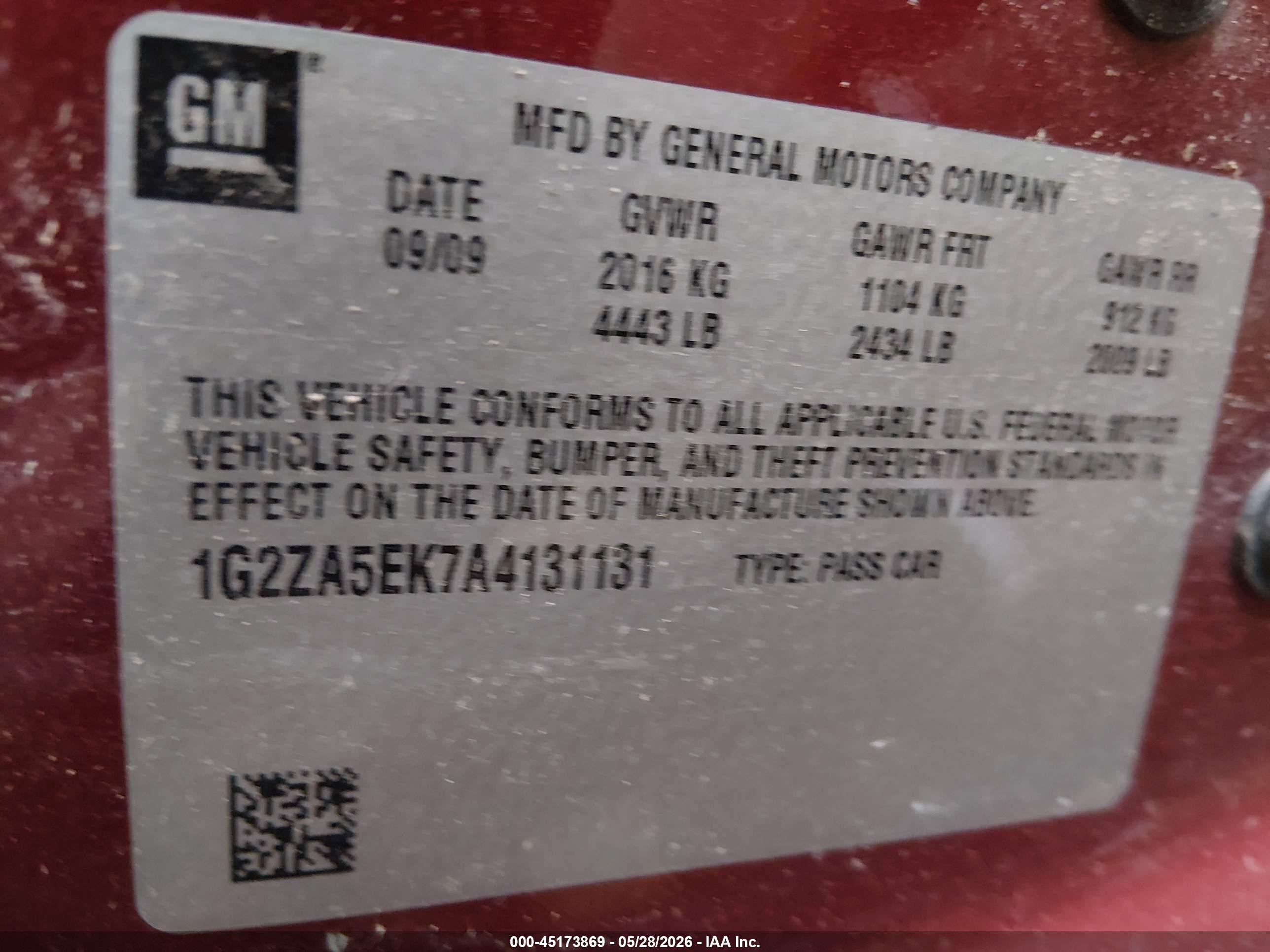 2010 Pontiac G6 Burgundy vin: 1G2ZA5EK7A4131131