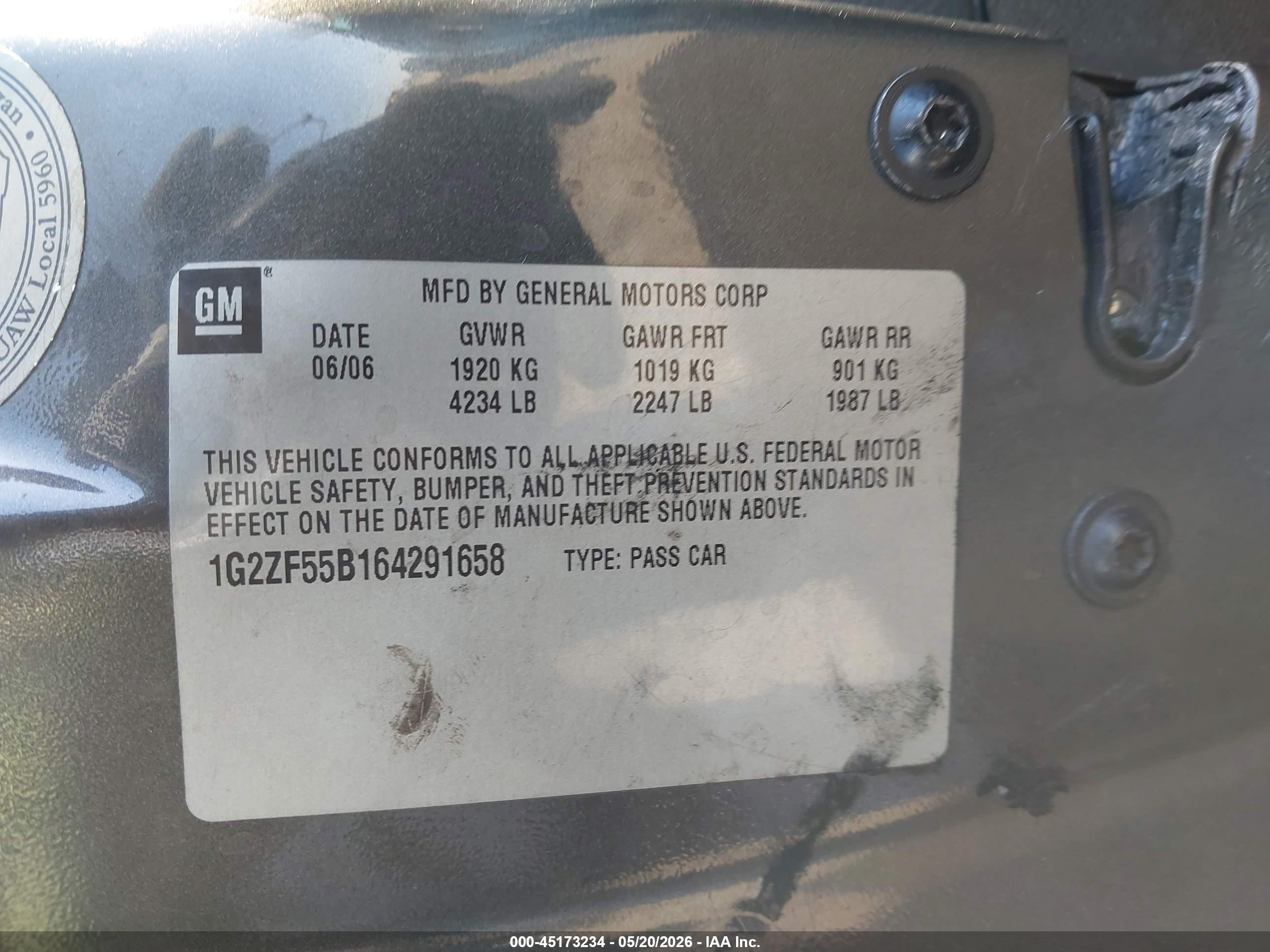 2006 Pontiac G6   Gray vin: 1G2ZF55B164291658