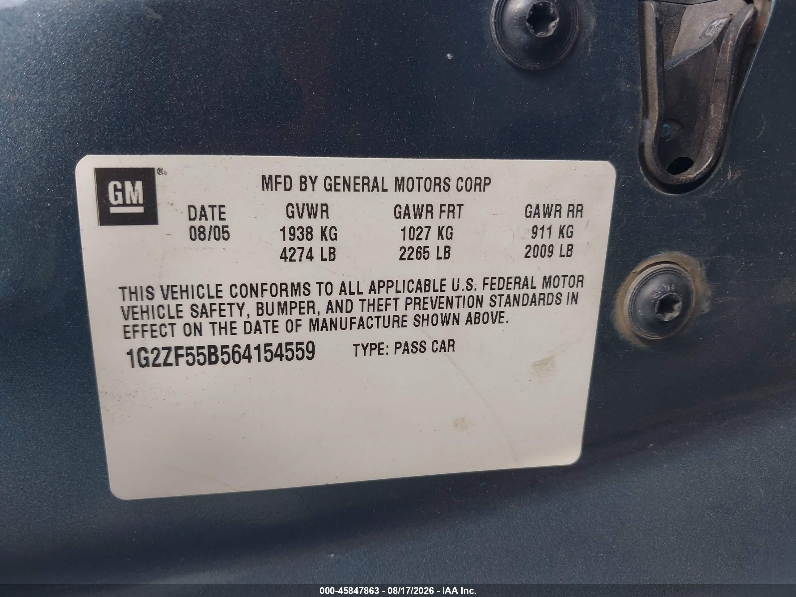 2006 Pontiac G6   Green vin: 1G2ZF55B564154559
