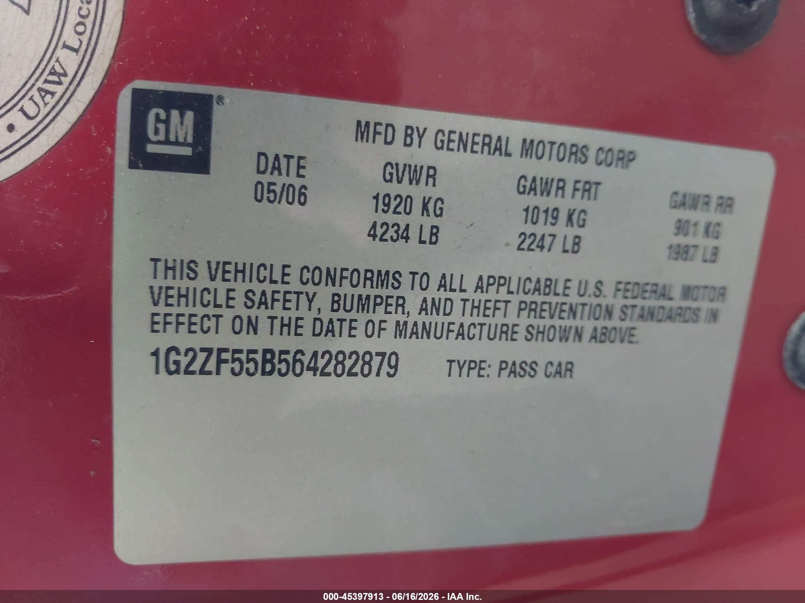 2006 Pontiac G6   Red vin: 1G2ZF55B564282879