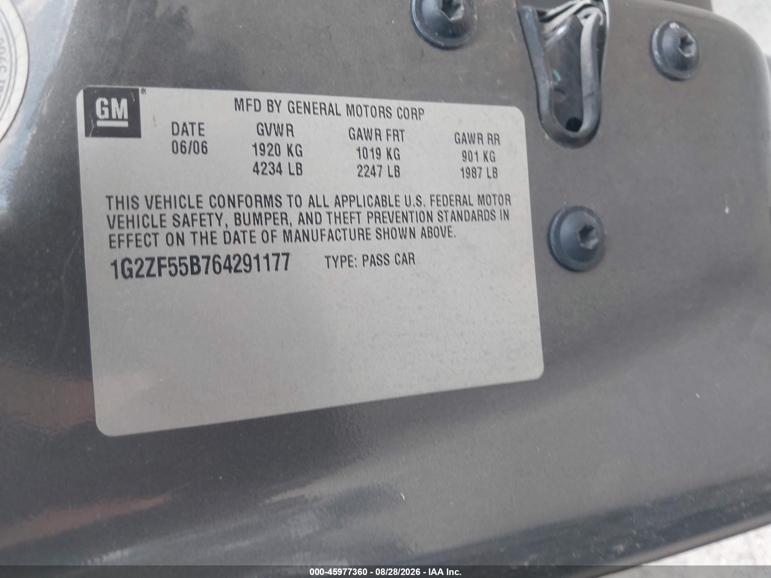 2006 Pontiac G6   Gray vin: 1G2ZF55B764291177
