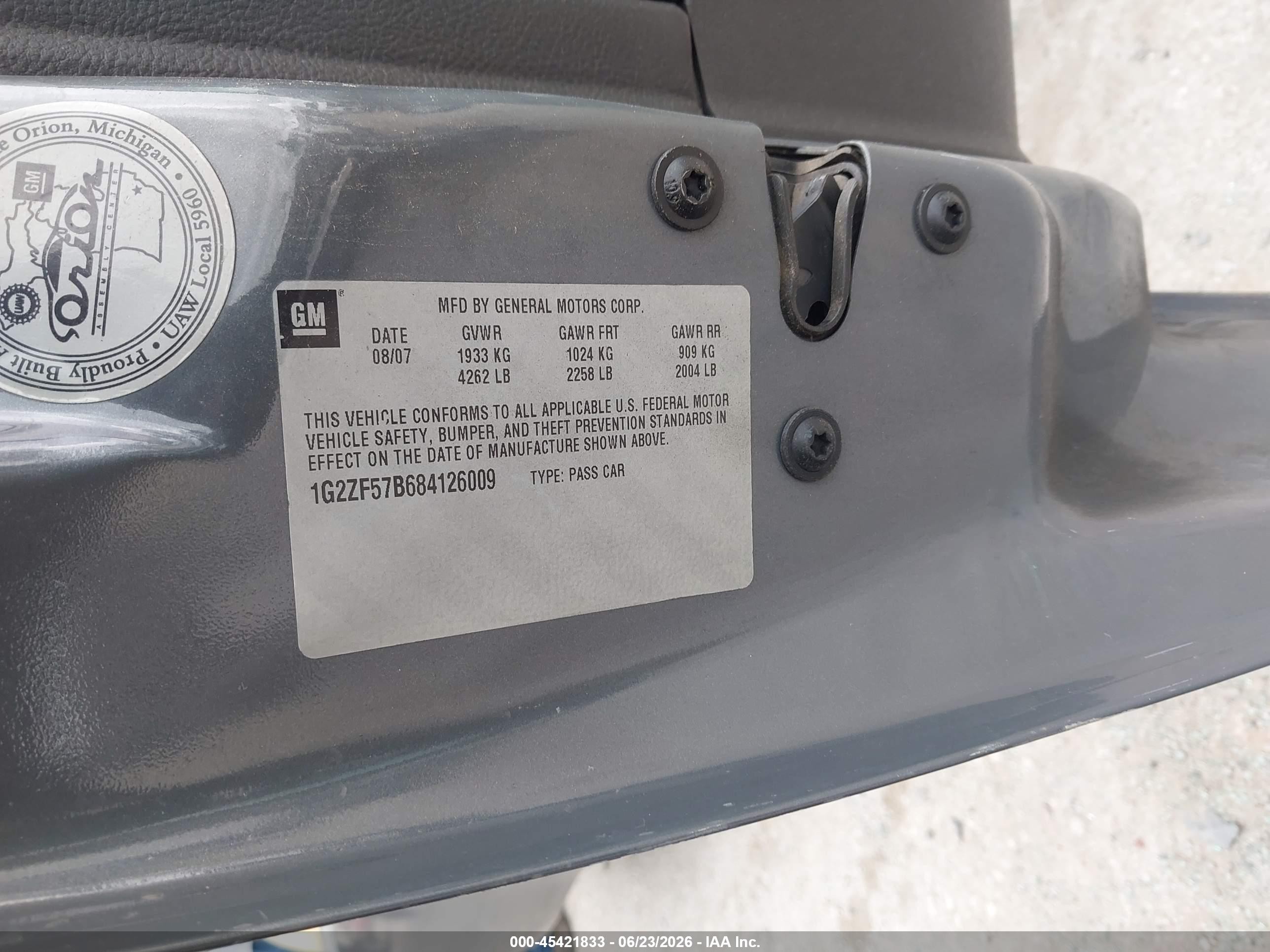 2008 Pontiac G6 Value Leader Gray vin: 1G2ZF57B684126009
