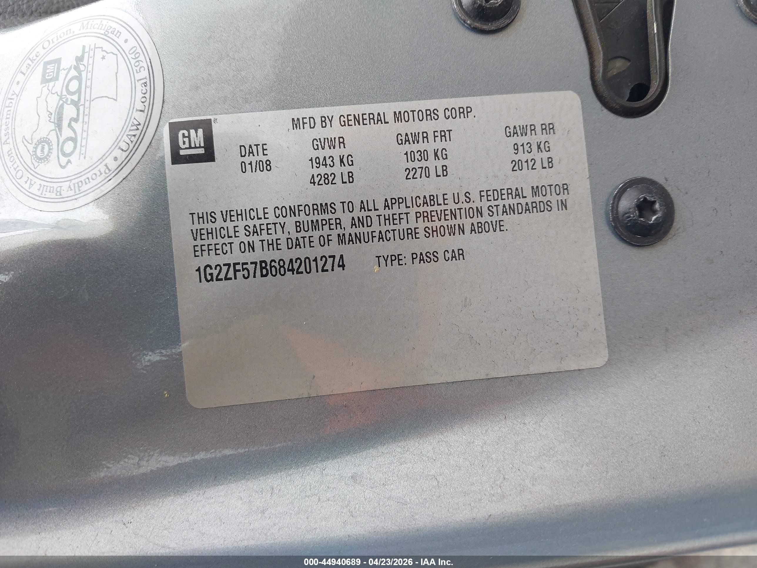 2008 Pontiac G6 Value Leader Gray vin: 1G2ZF57B684201274