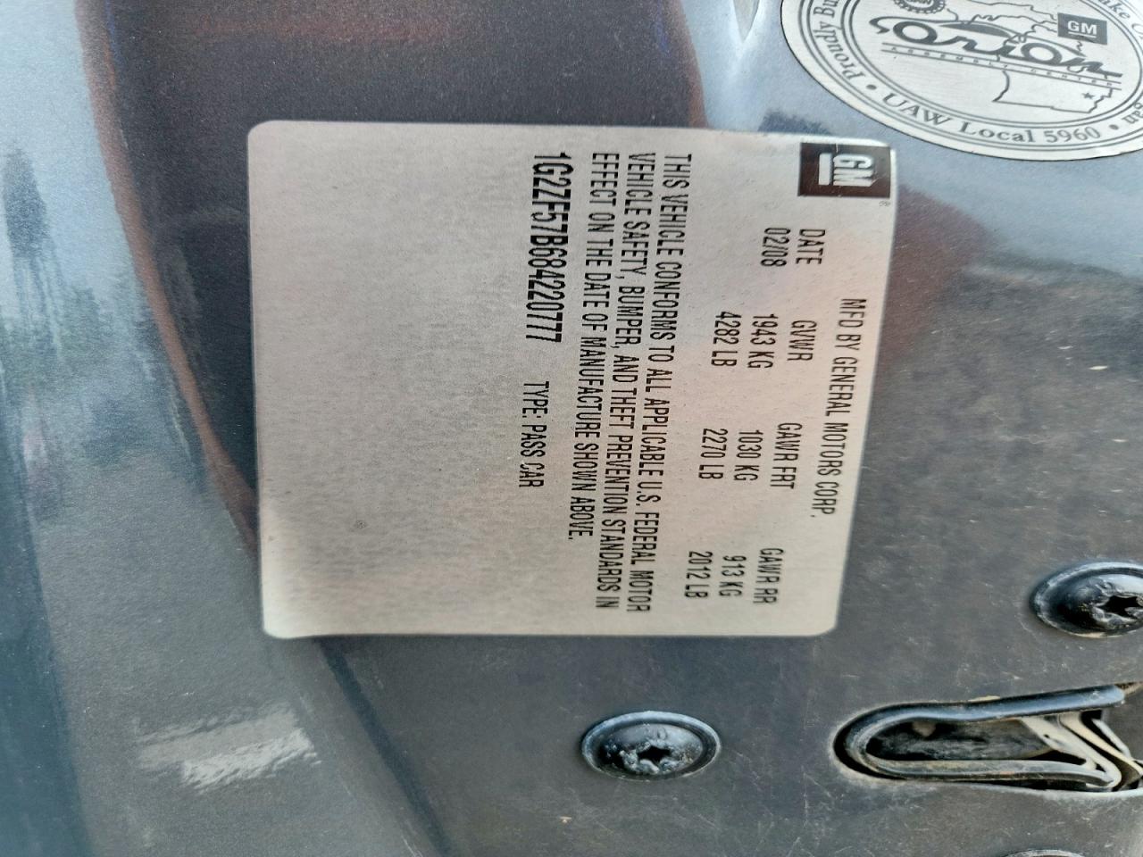 2008 Pontiac G6 Value Leader Gray vin: 1G2ZF57B684220777