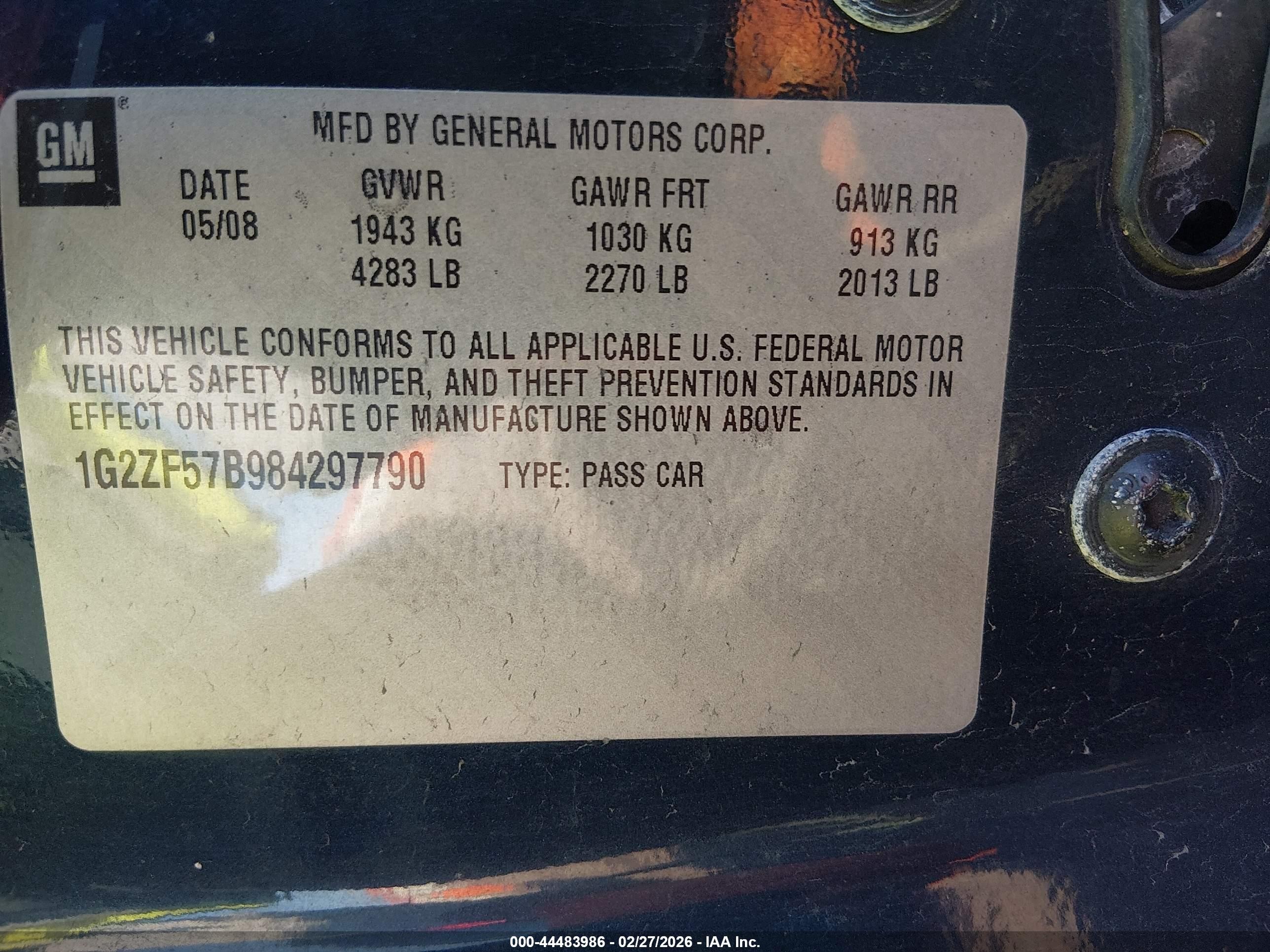 2008 Pontiac G6 Value Leader Navy vin: 1G2ZF57B984297790