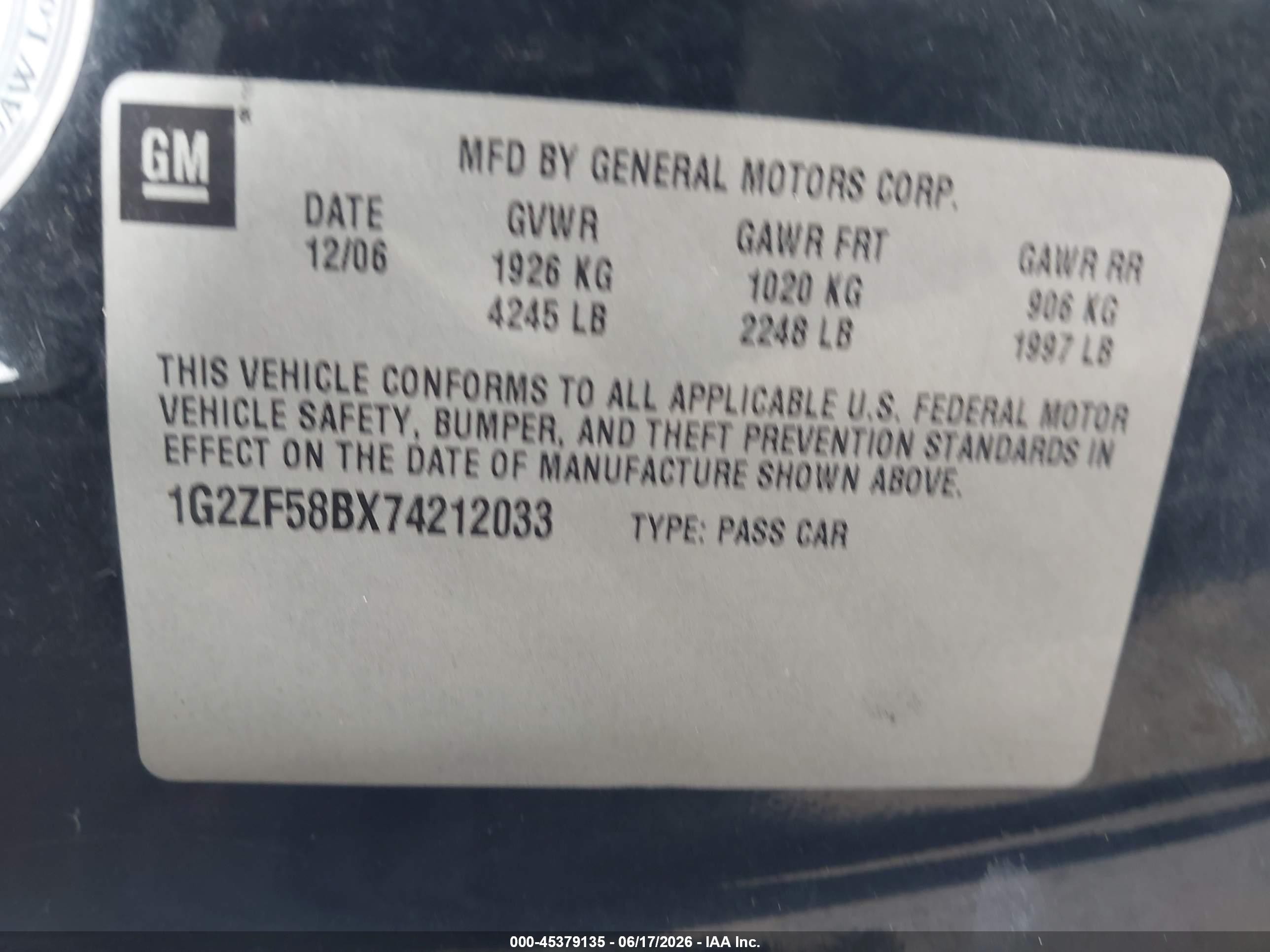 2007 Pontiac G6 Value Leader Black vin: 1G2ZF58BX74212033