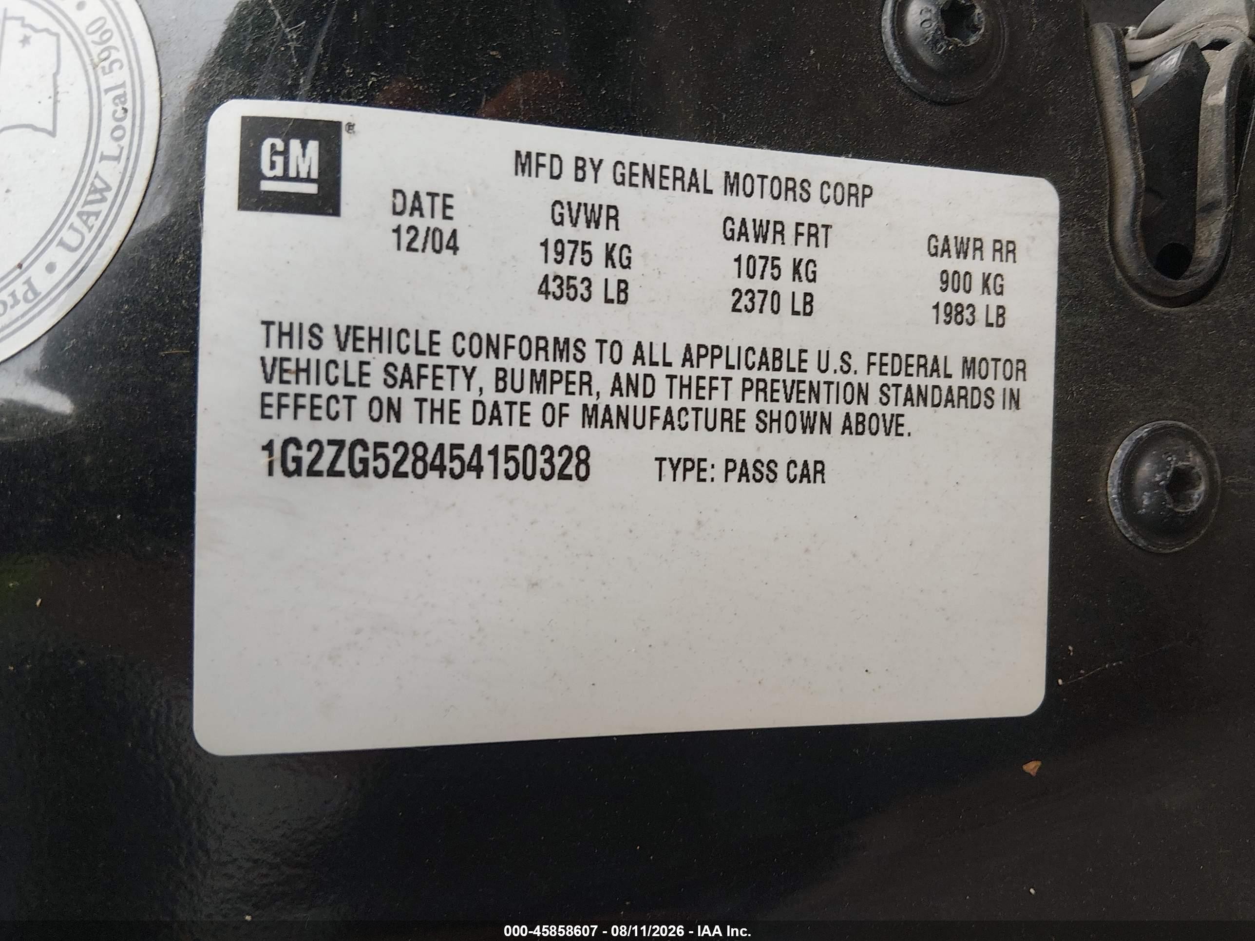 2005 Pontiac G6   Black vin: 1G2ZG528454150328