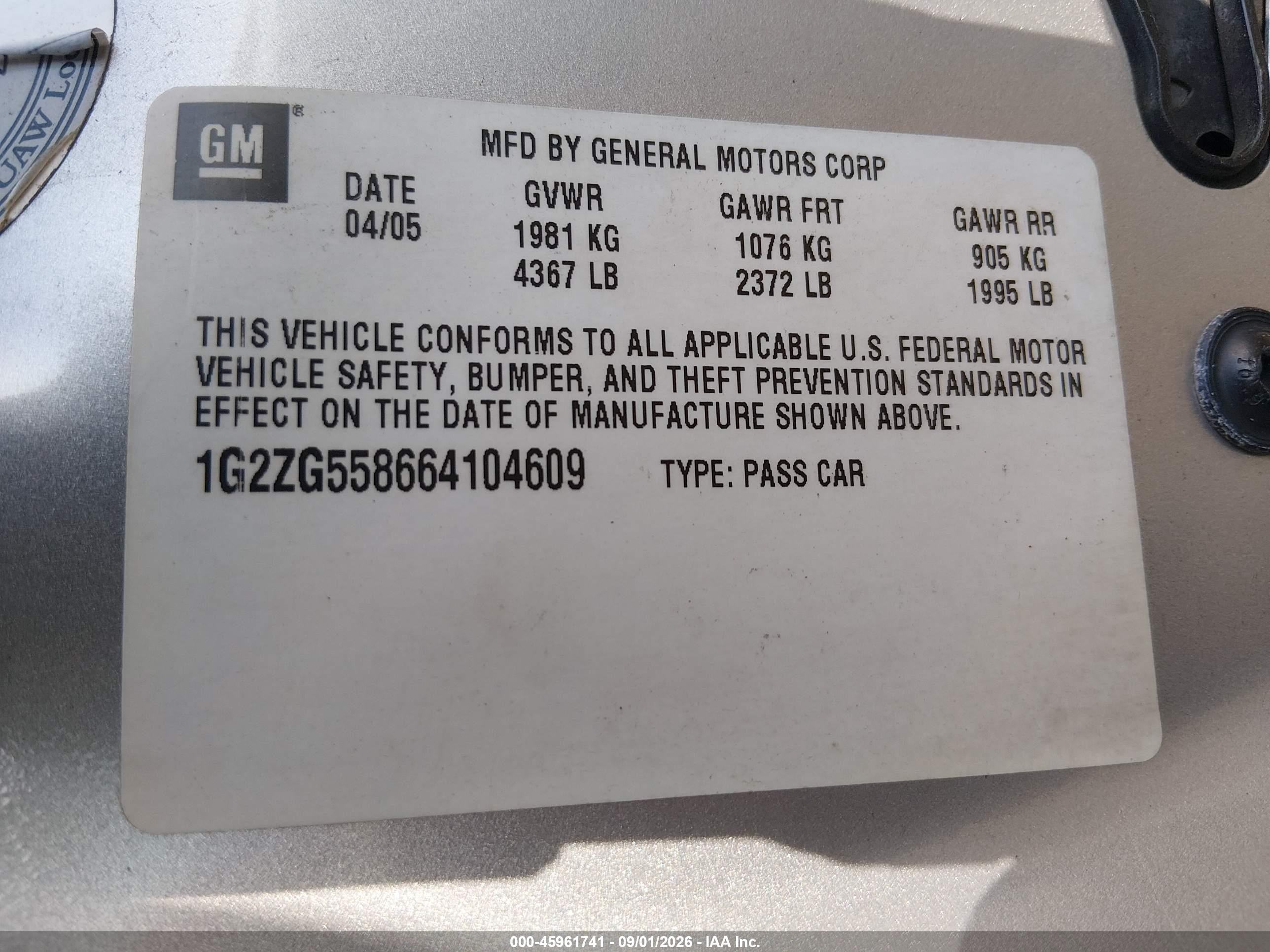 2006 Pontiac G6   Silver vin: 1G2ZG558664104609