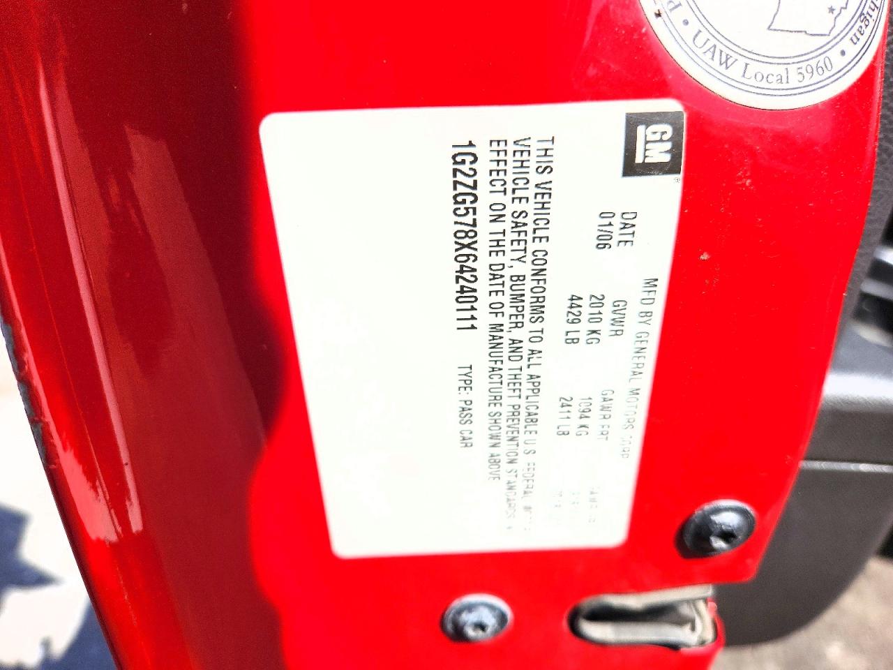 2006 Pontiac G6 Red vin: 1G2ZG578X64240111