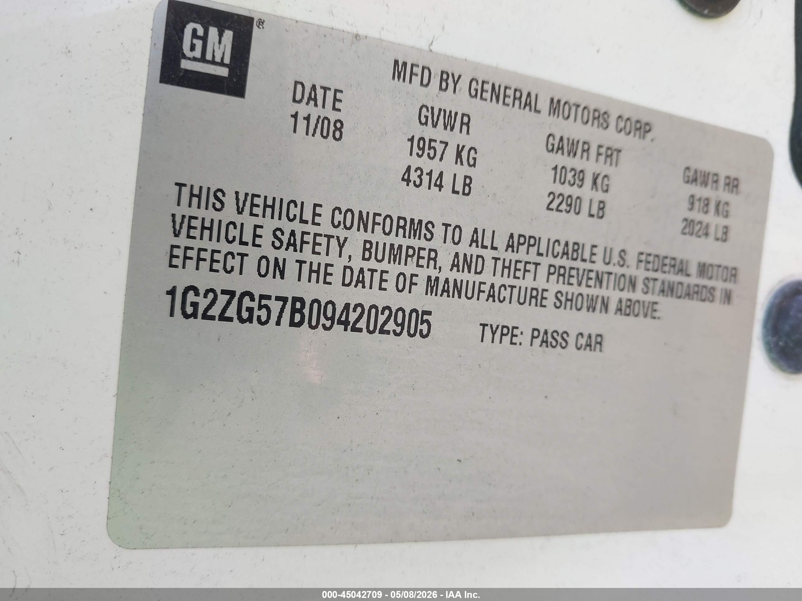 2009 Pontiac G6   Белый vin: 1G2ZG57B094202905