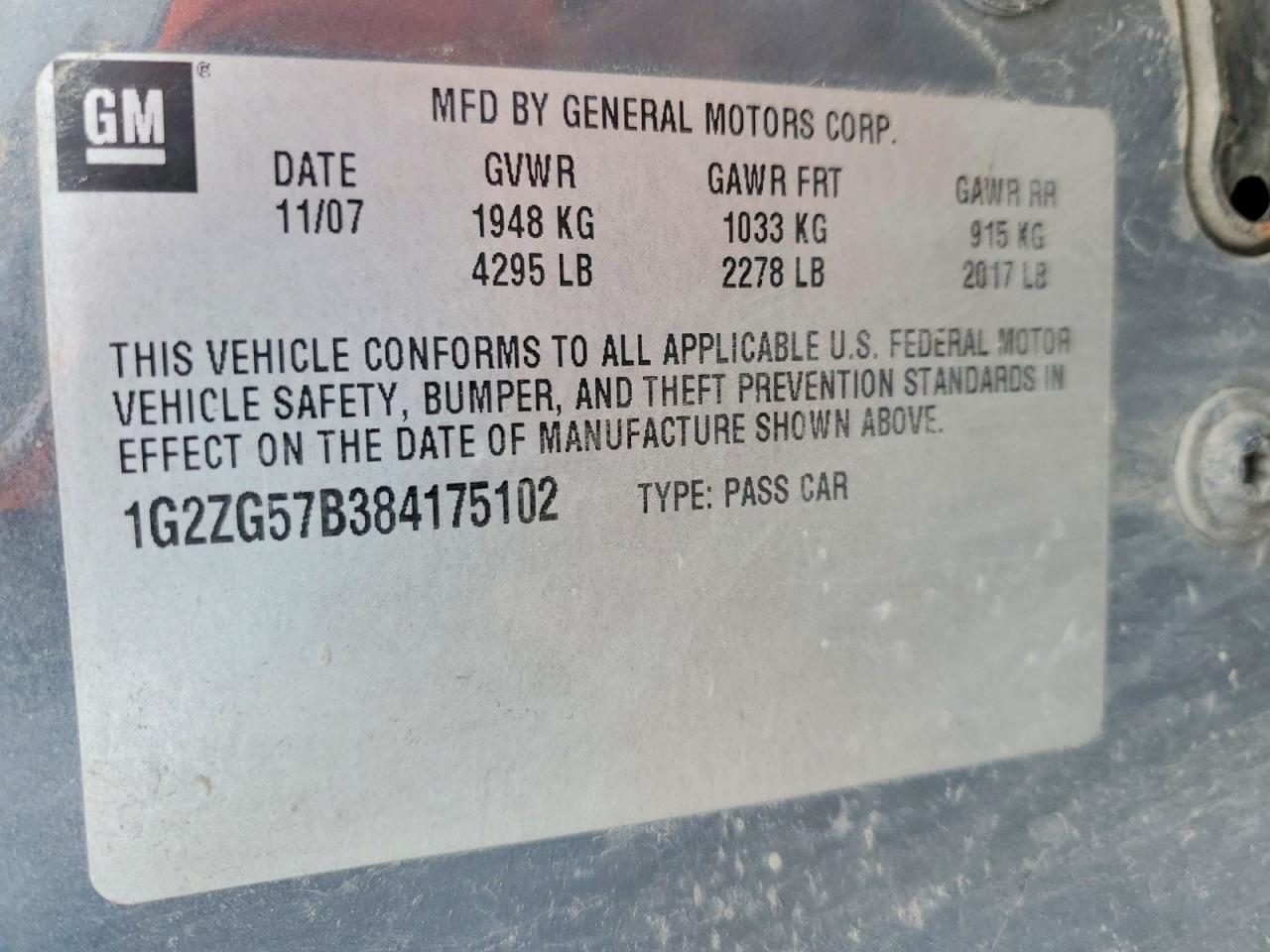 2008 Pontiac G6 Base Gray vin: 1G2ZG57B384175102