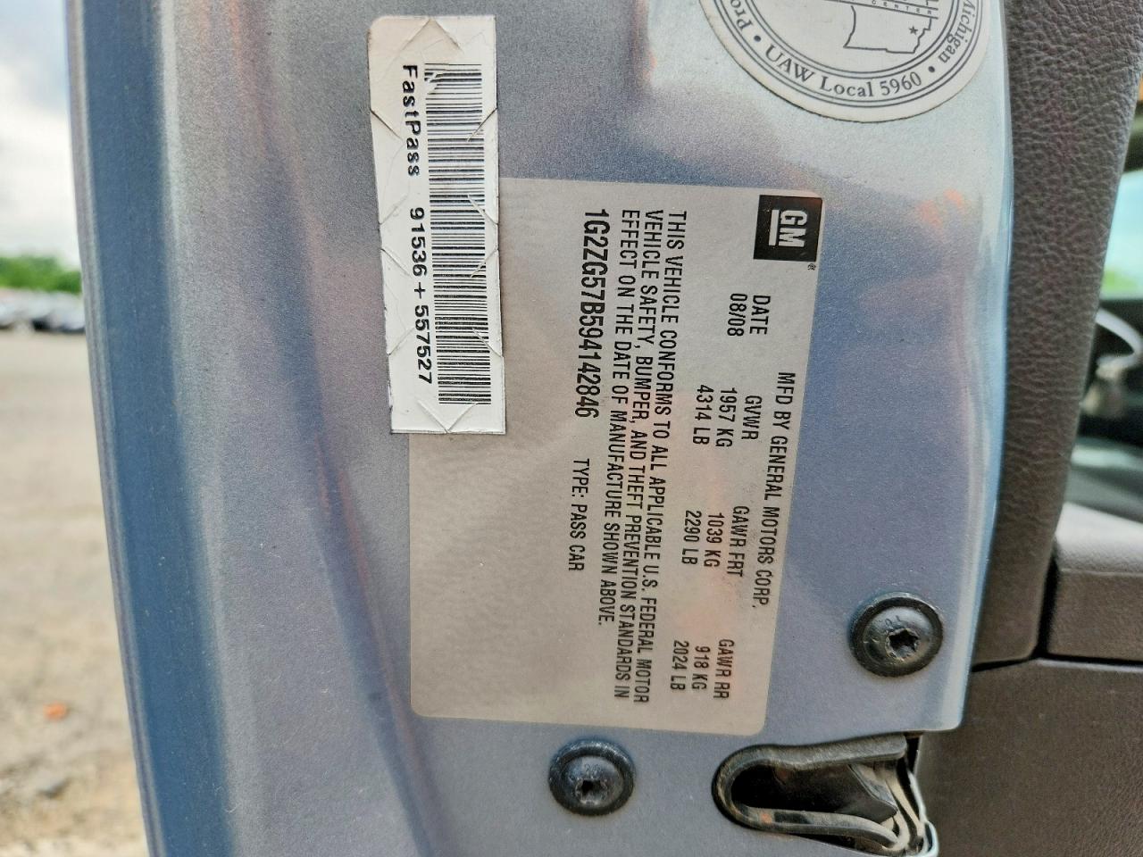 2009 Pontiac G6 Blue vin: 1G2ZG57B594142846