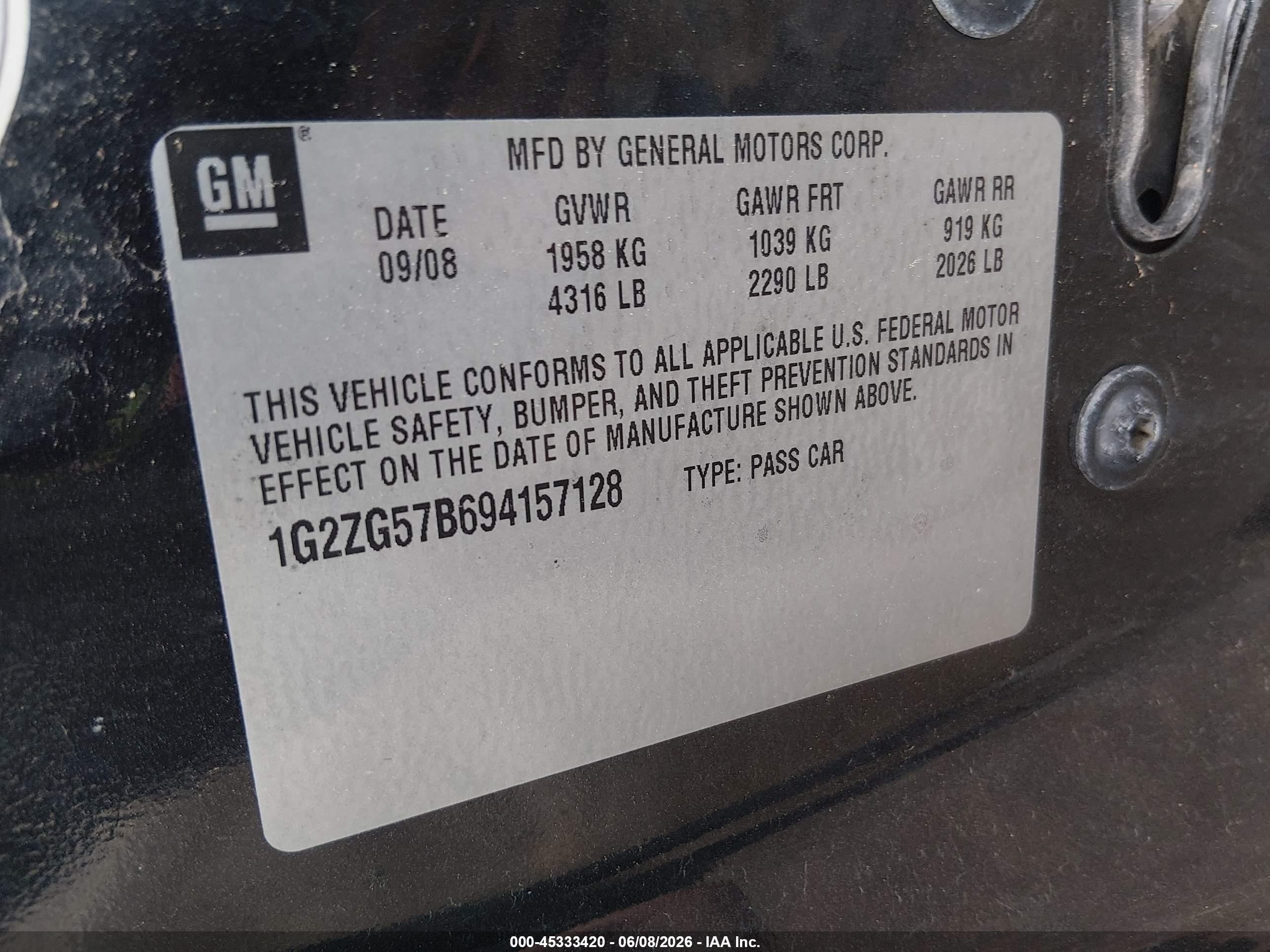 2009 Pontiac G6 Black vin: 1G2ZG57B694157128