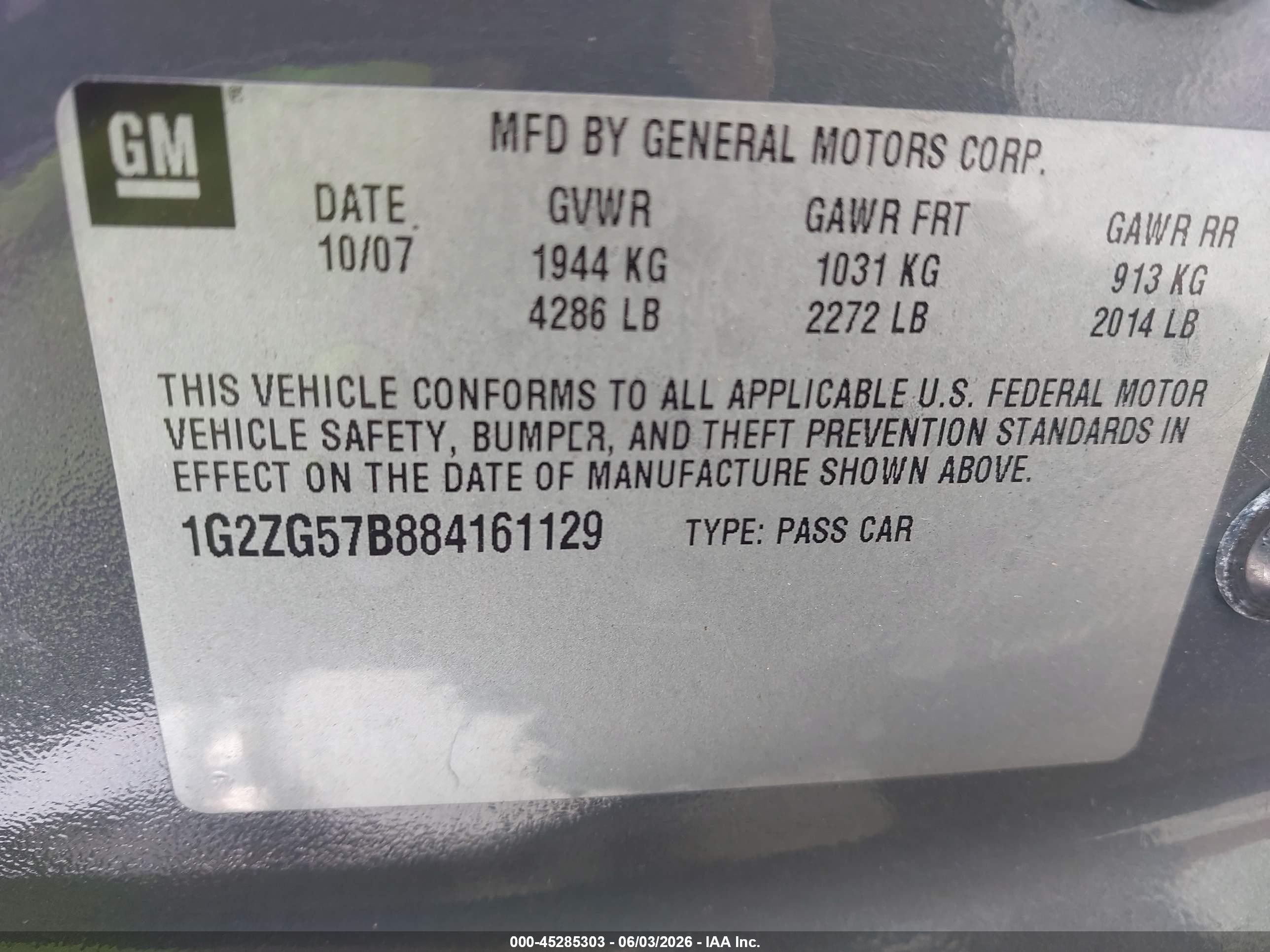 2008 Pontiac G6   Gray vin: 1G2ZG57B884161129