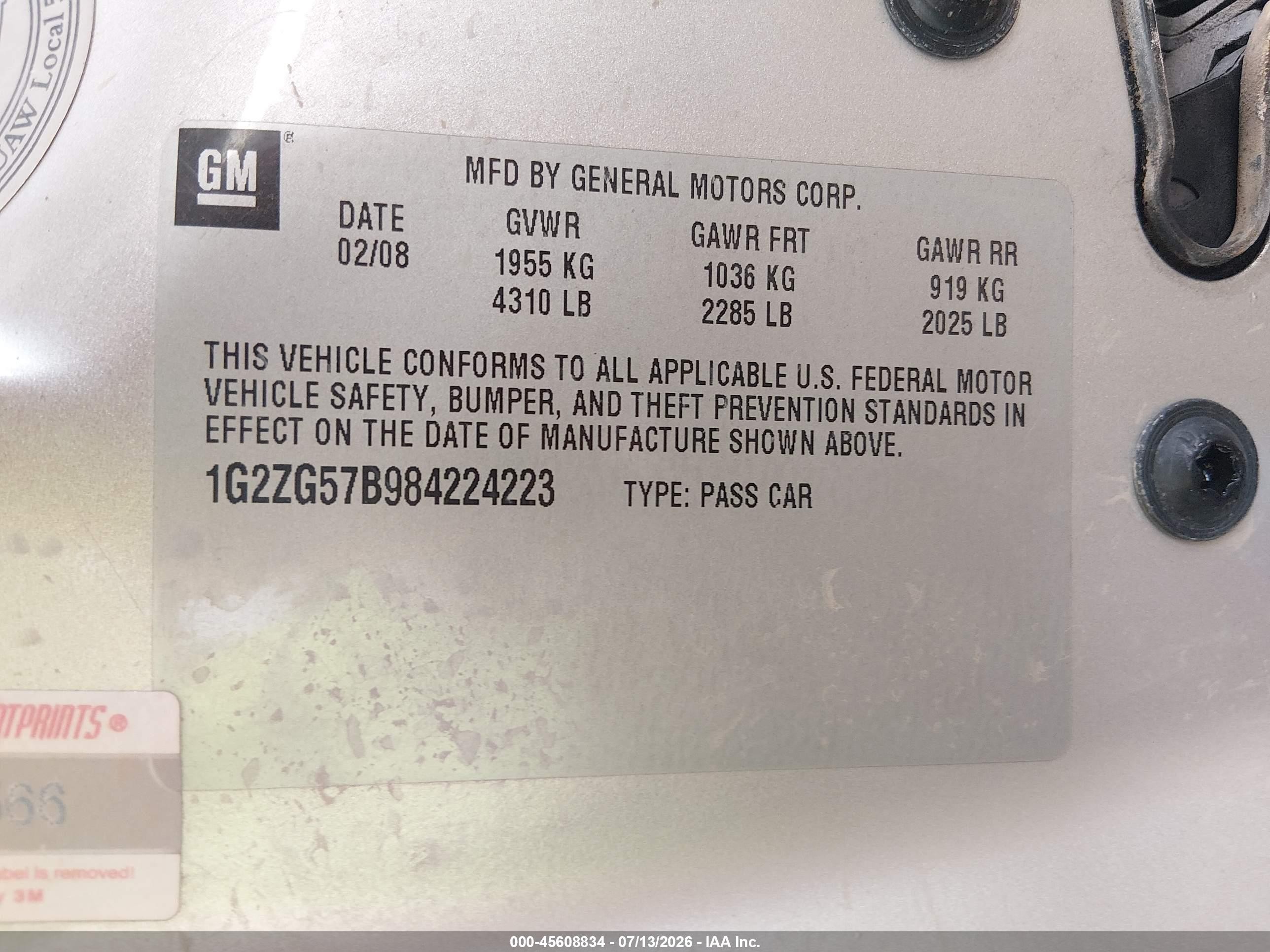 2008 Pontiac G6   Silver vin: 1G2ZG57B984224223