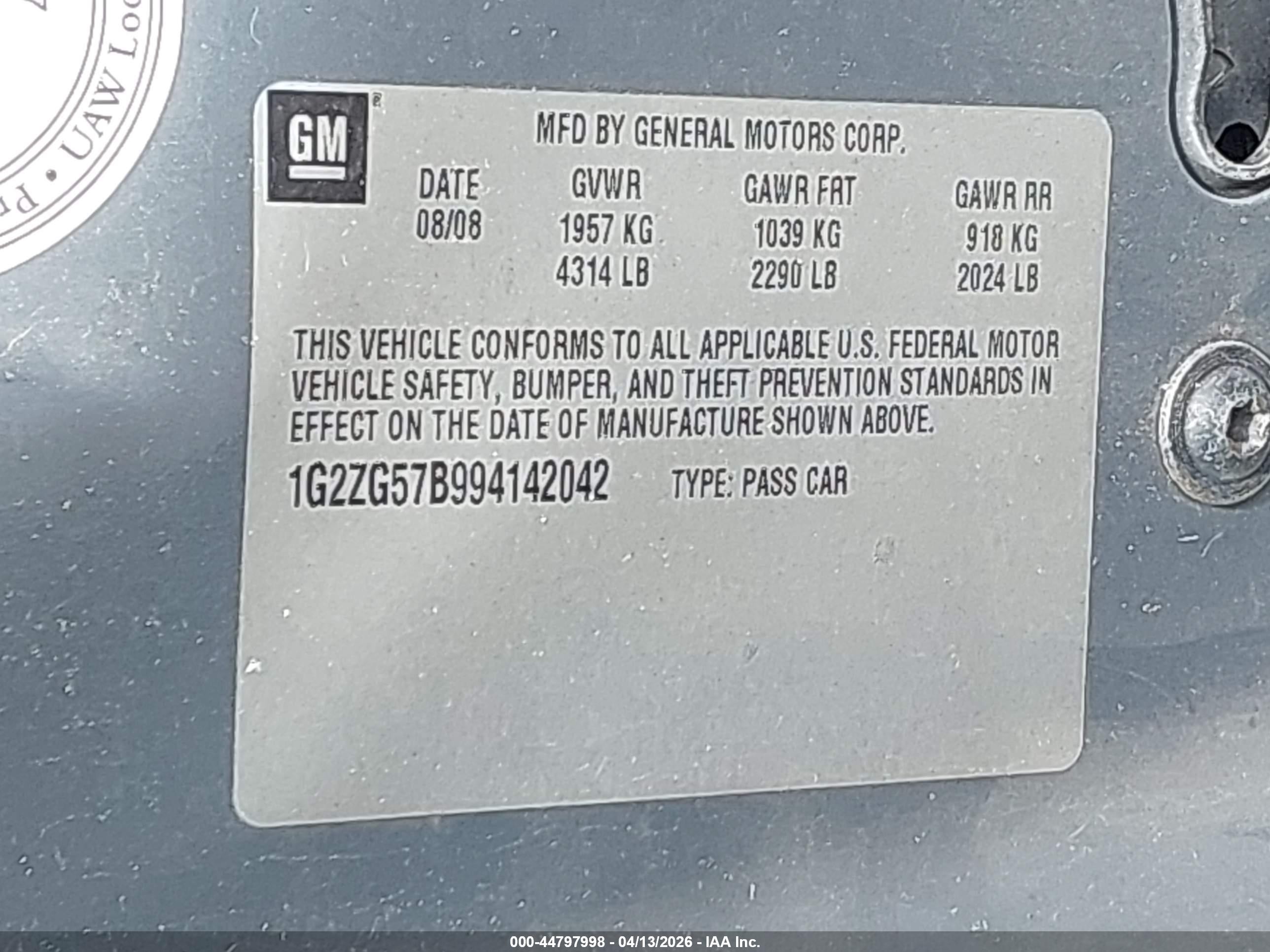 2009 Pontiac G6   Gray vin: 1G2ZG57B994142042
