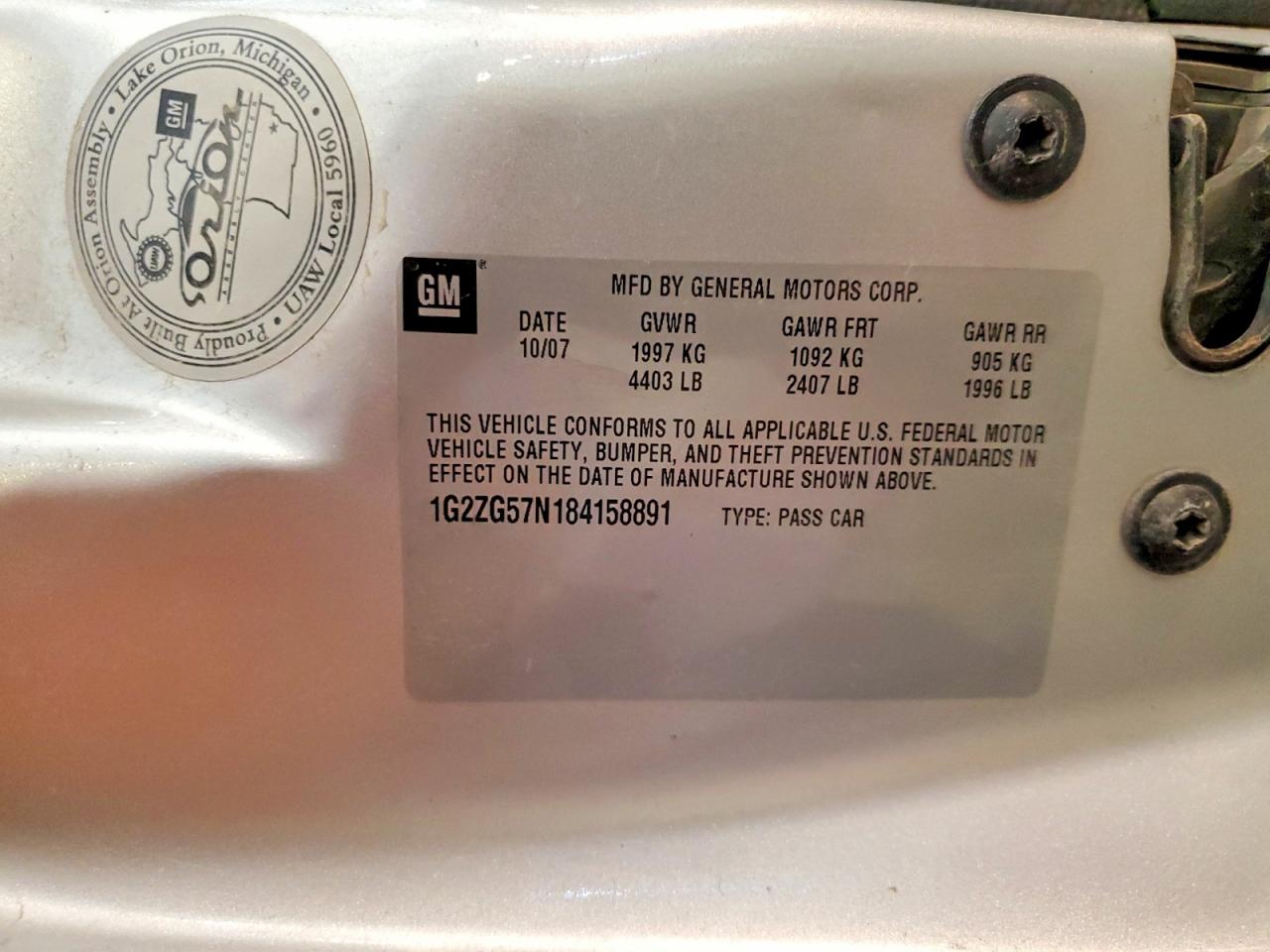 2008 Pontiac G6 Base Silver vin: 1G2ZG57N184158891