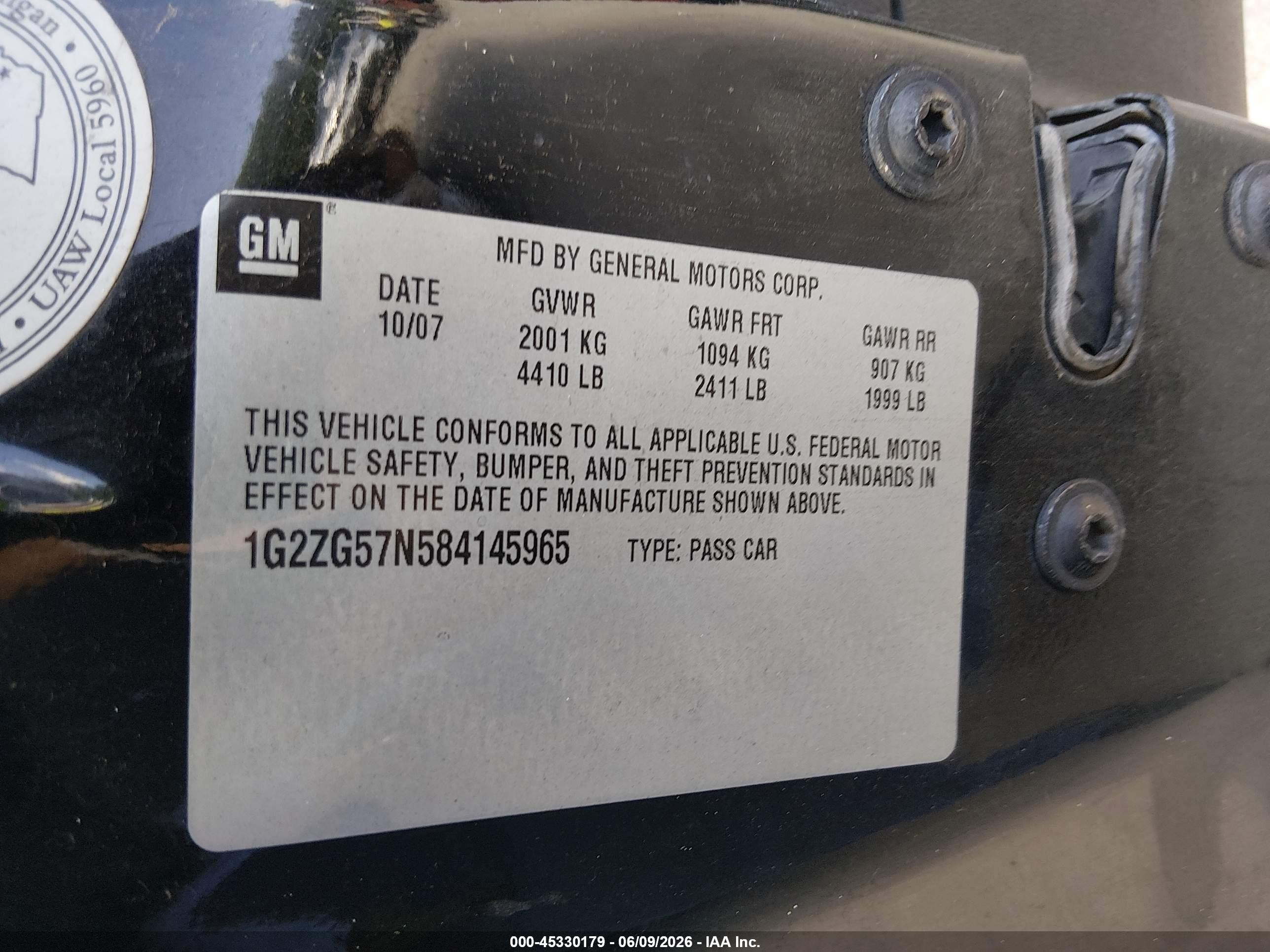2008 Pontiac G6   Black vin: 1G2ZG57N584145965