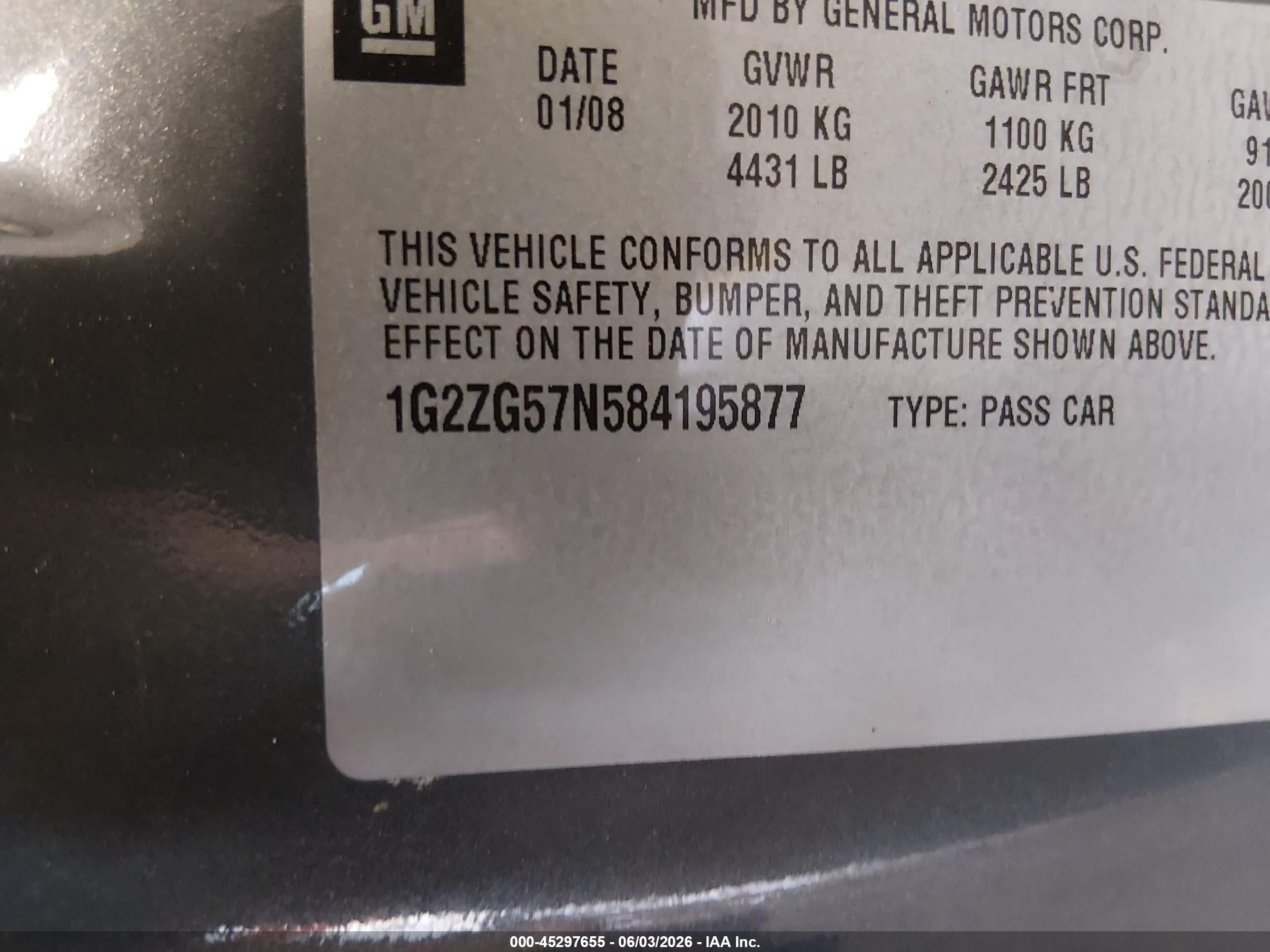 2008 Pontiac G6   Gray vin: 1G2ZG57N584195877