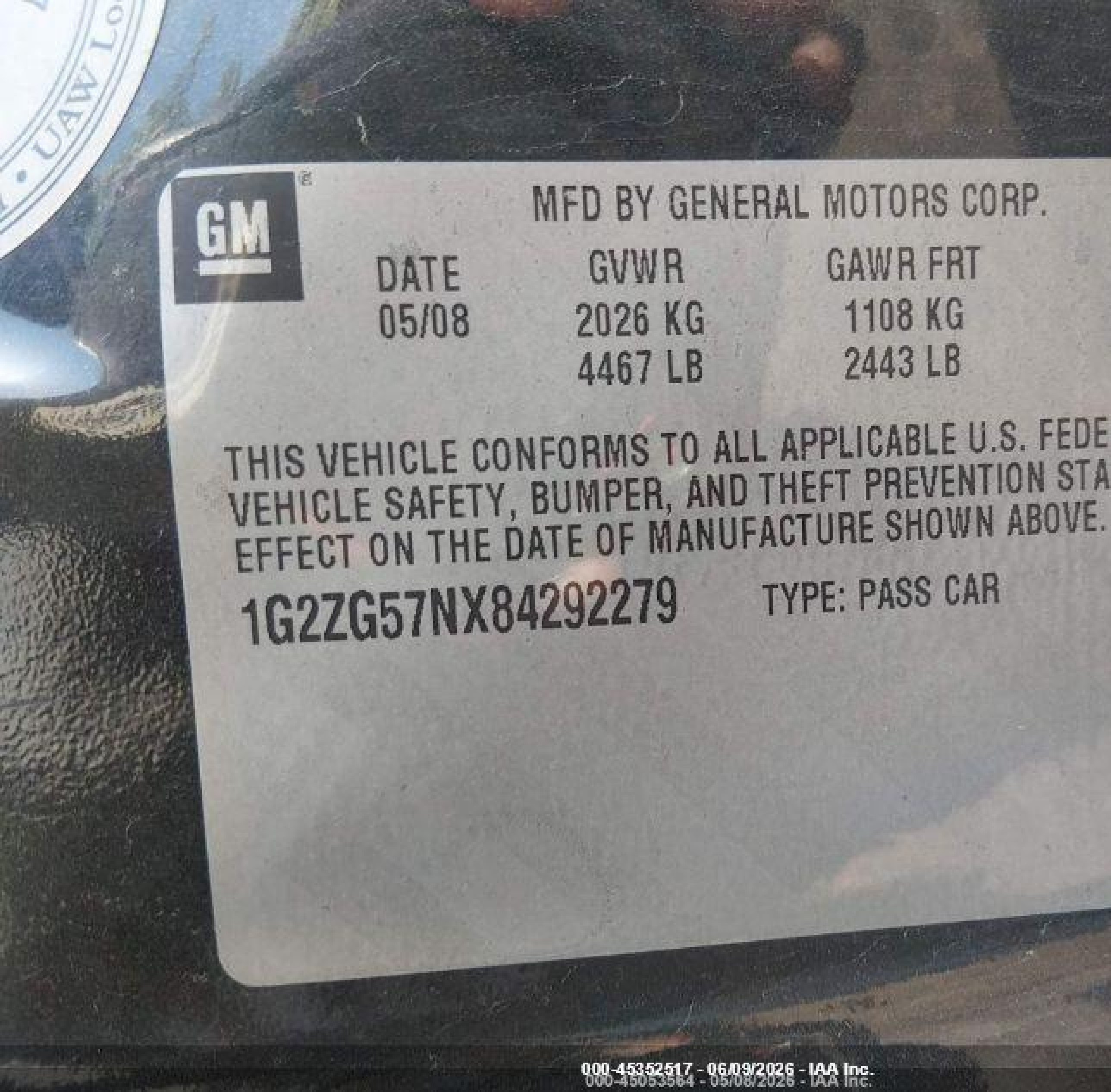 2008 Pontiac G6   Black vin: 1G2ZG57NX84292279