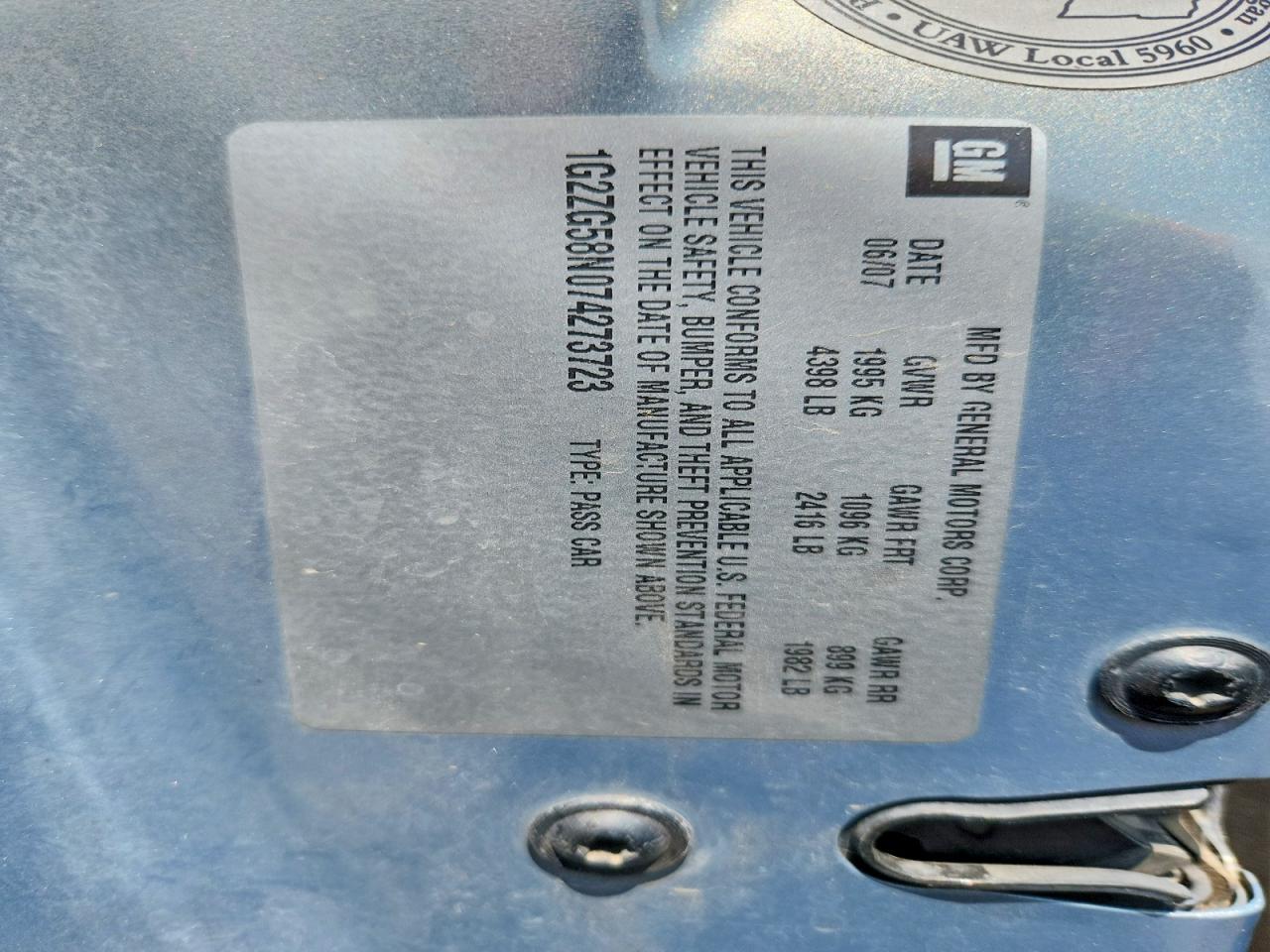 2007 Pontiac G6 Base/se Blue vin: 1G2ZG58N074273723