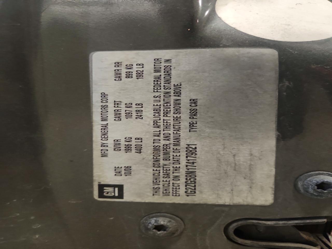 2007 Pontiac G6 Base Charcoal vin: 1G2ZG58N174179821
