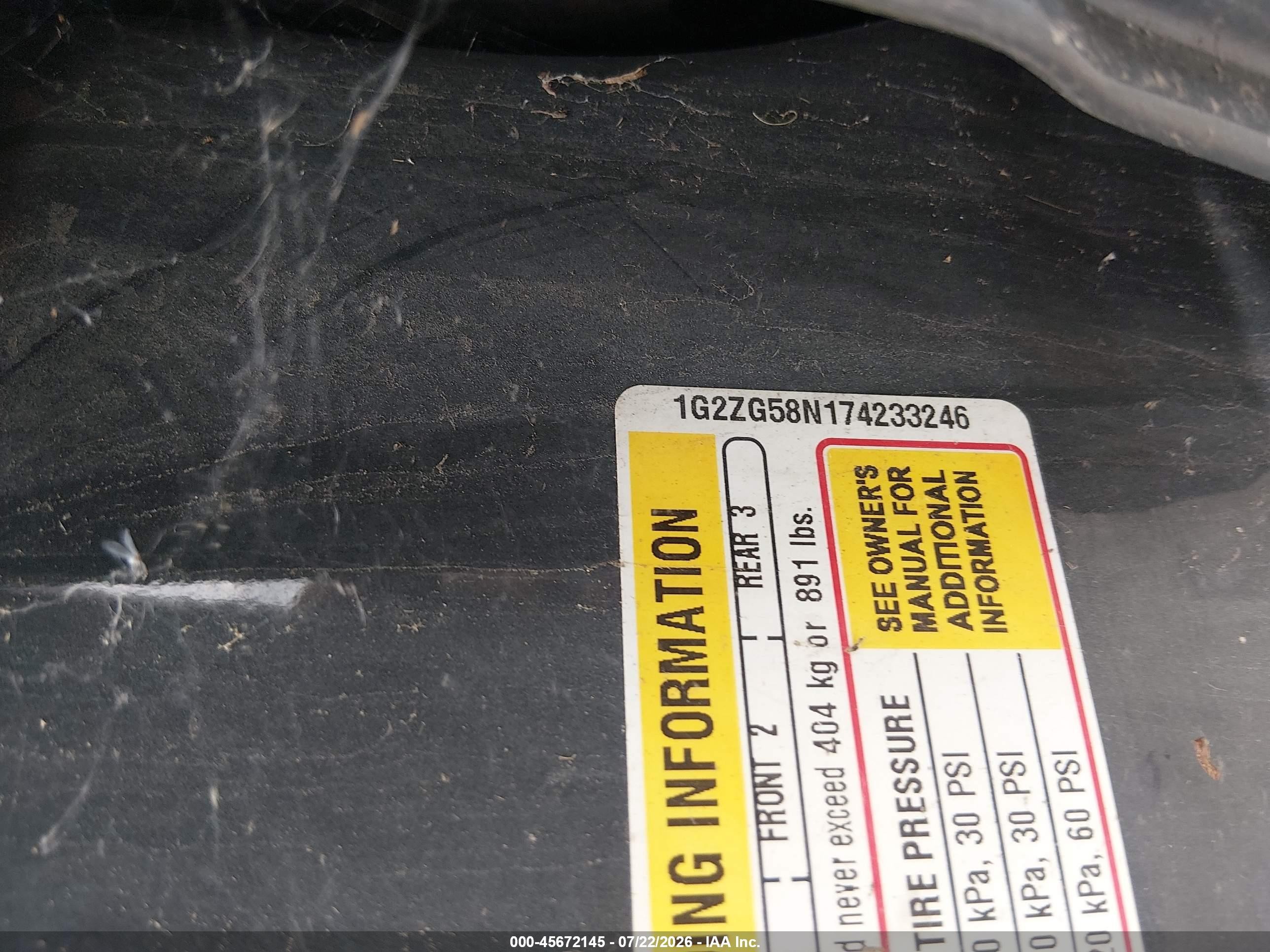2007 Pontiac G6   Gray vin: 1G2ZG58N174233246