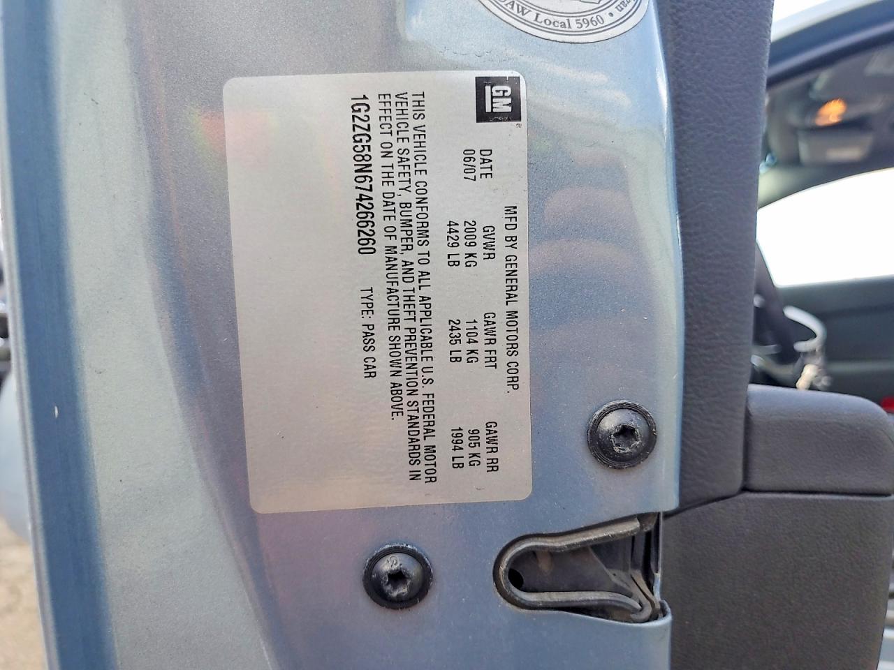 2007 Pontiac G6 Base Blue vin: 1G2ZG58N674266260