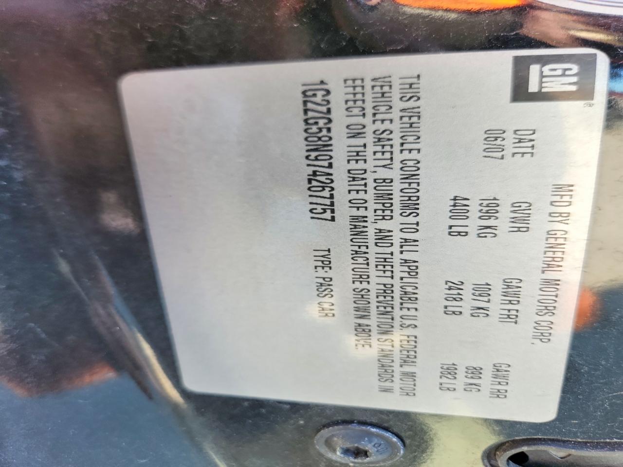 2007 Pontiac G6 Base Черный vin: 1G2ZG58N974267757