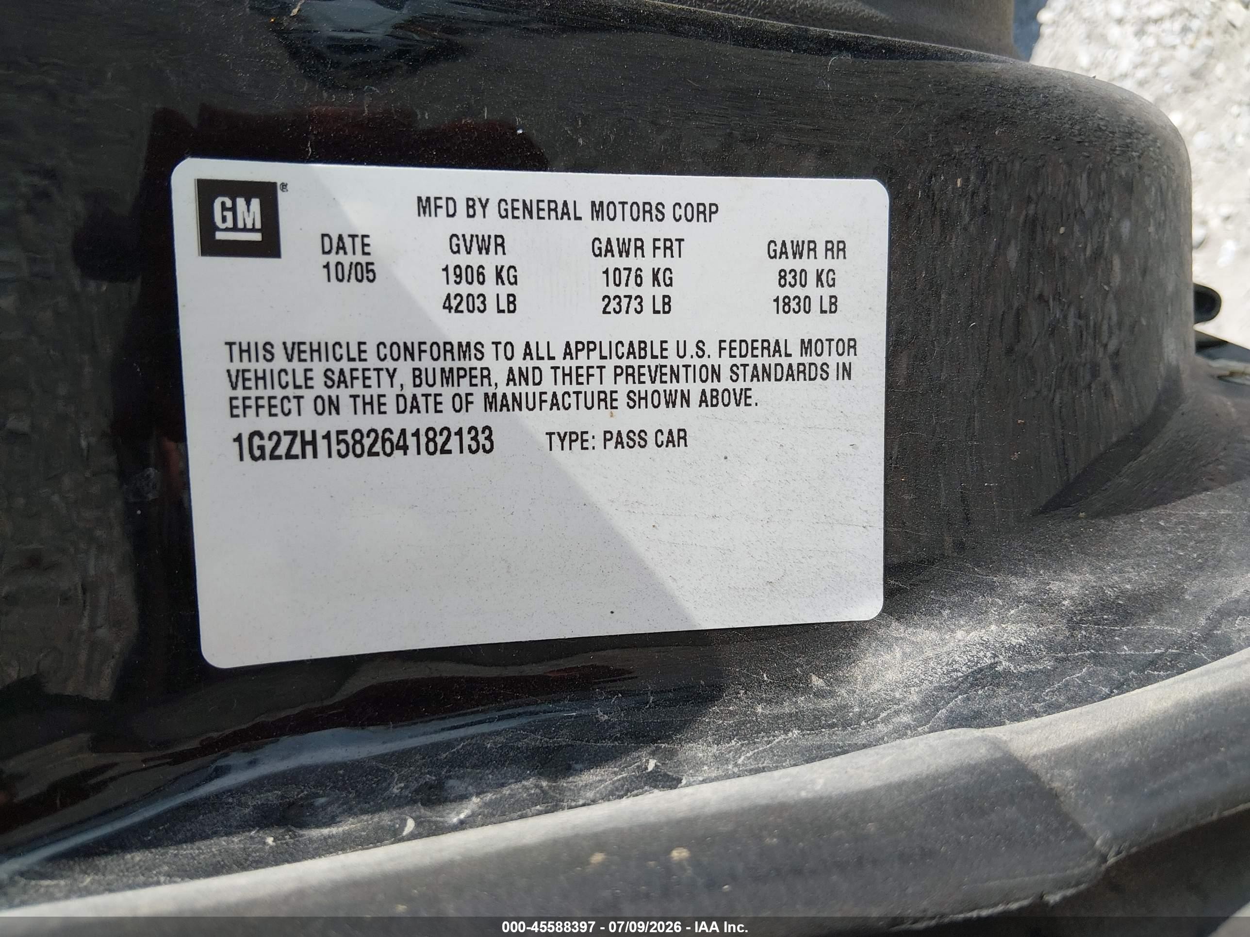 2006 Pontiac G6 Gt Black vin: 1G2ZH158264182133